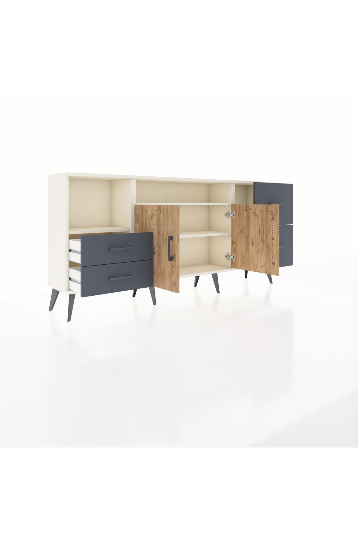 Arges Konsol 3 Raflı 4 Çekmeceli 2 Kapaklı 176x30x83 - S148M034V02A
