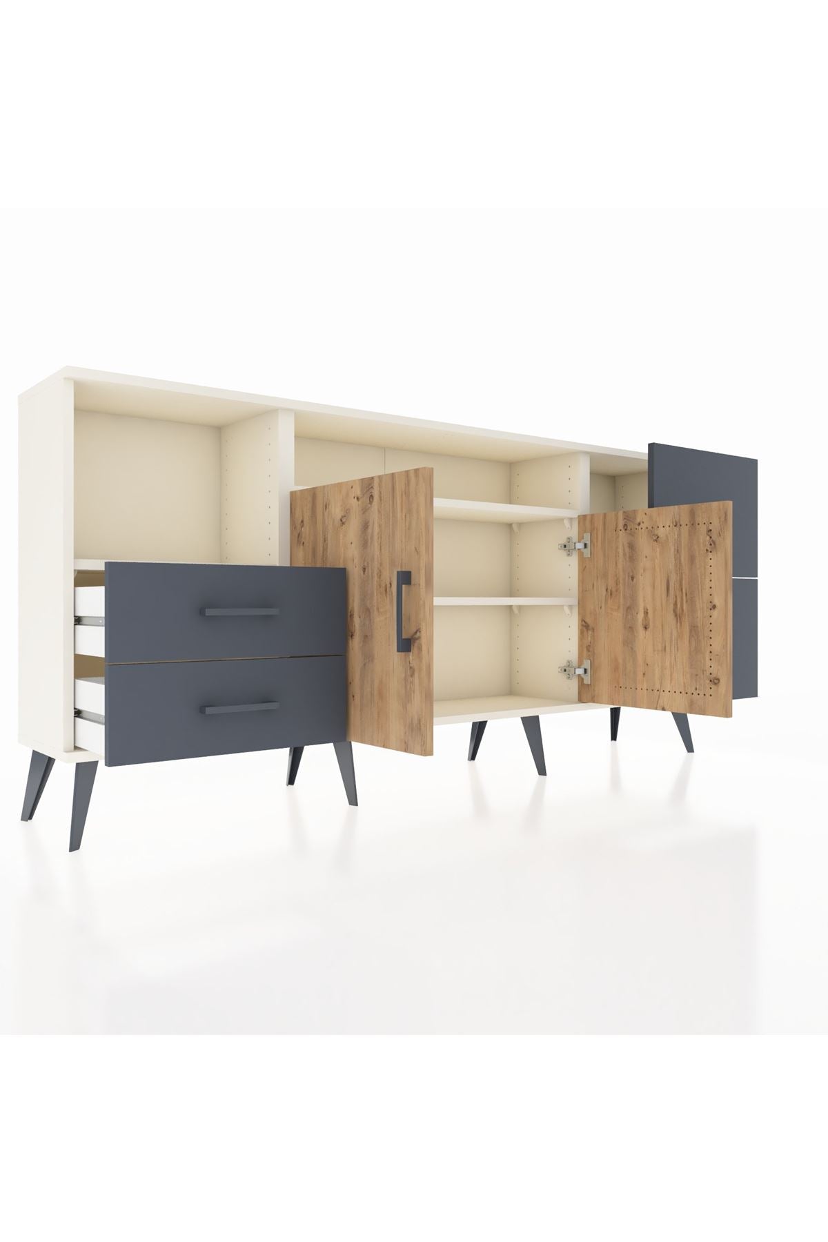 Arges Konsol 3 Raflı 4 Çekmeceli 2 Kapaklı 176x30x83 - S148M034V02A