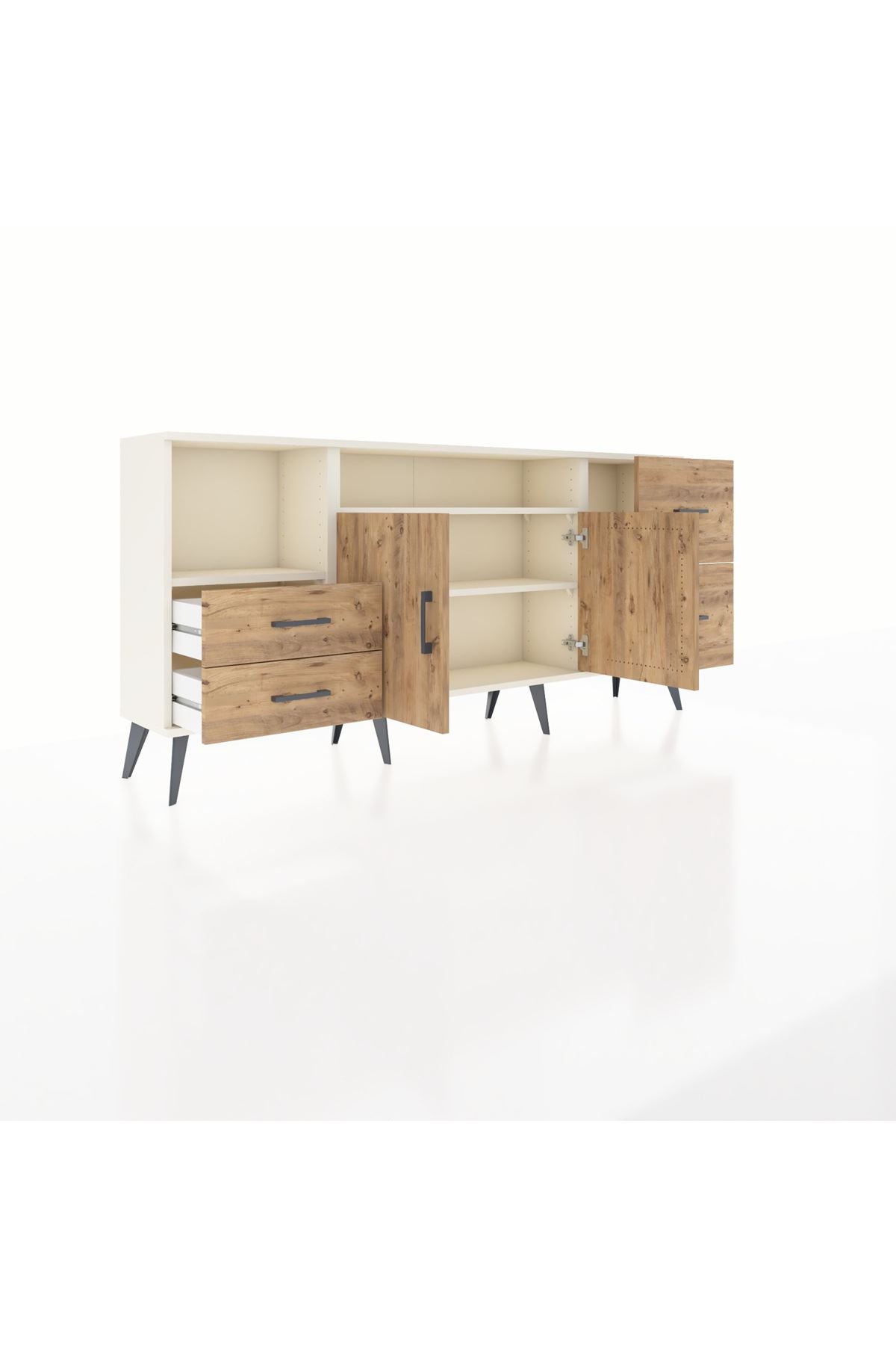 Arges Konsol 3 Raflı 4 Çekmeceli 2 Kapaklı 176x30x83 - S148M034V03A