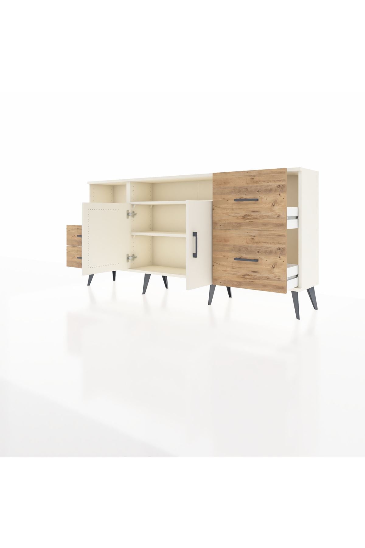 Arges Konsol 3 Raflı 4 Çekmeceli 2 Kapaklı 176x30x83 - S148M034V06A