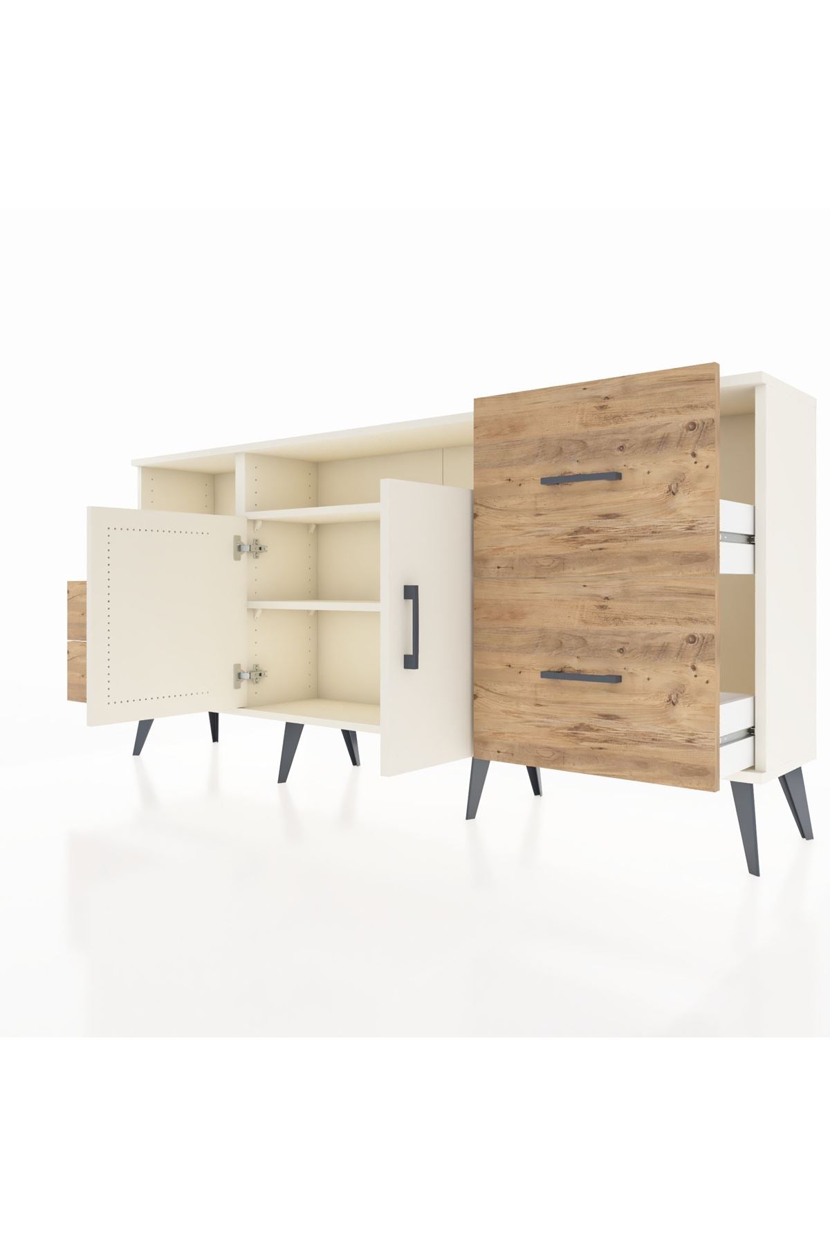 Arges Konsol 3 Raflı 4 Çekmeceli 2 Kapaklı 176x30x83 - S148M034V06A