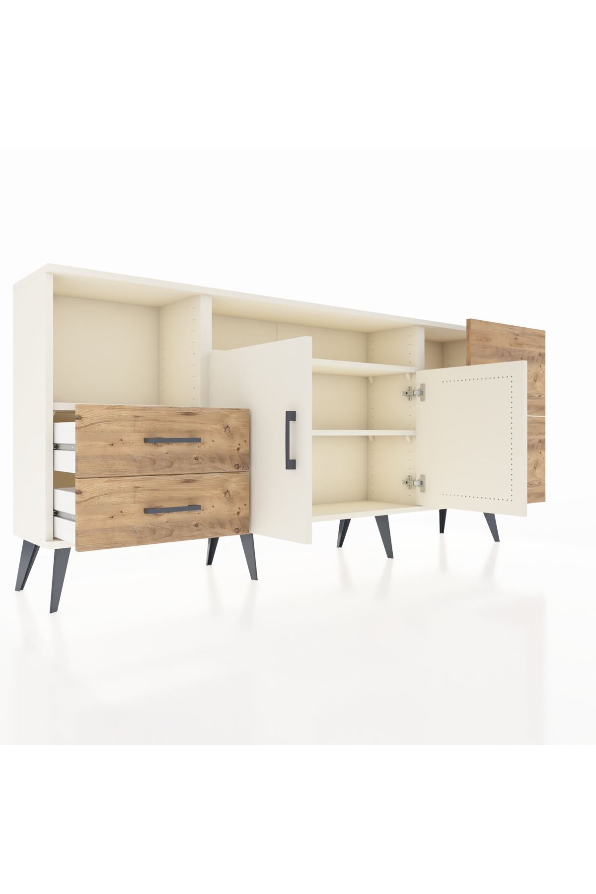 Arges Konsol 3 Raflı 4 Çekmeceli 2 Kapaklı 176x30x83 - S148M034V06A