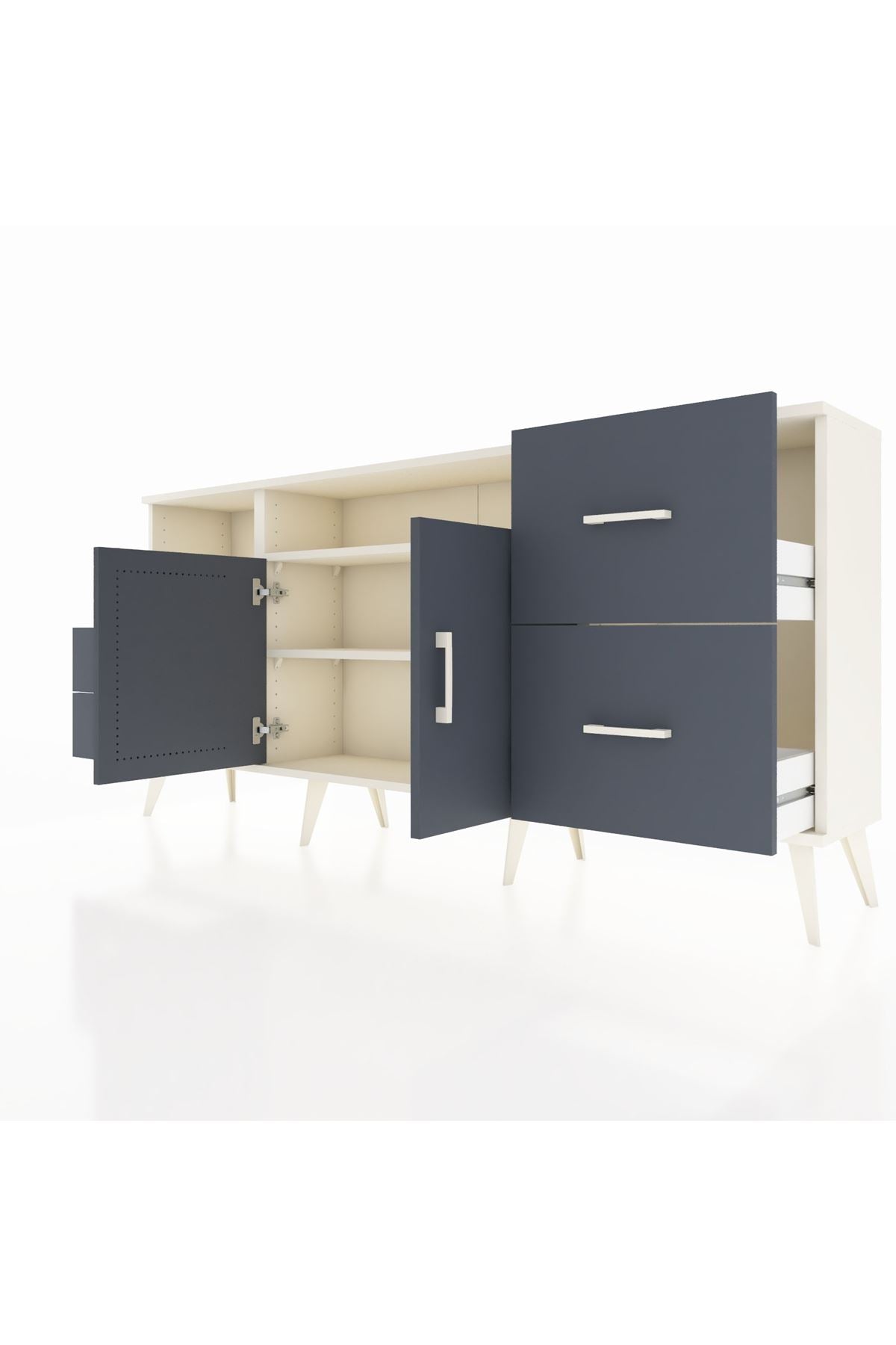 Arges Konsol 3 Raflı 4 Çekmeceli 2 Kapaklı 176x30x83 - S148M034V08A