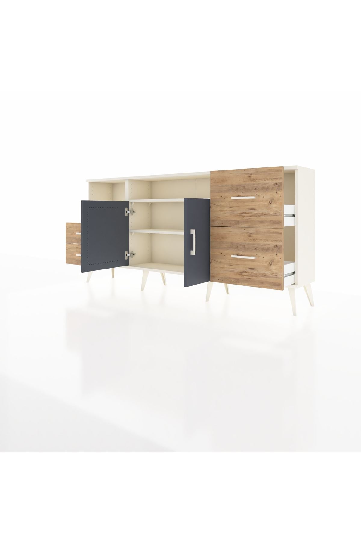 Arges Konsol 3 Raflı 4 Çekmeceli 2 Kapaklı 176x30x83 - S148M034V09A