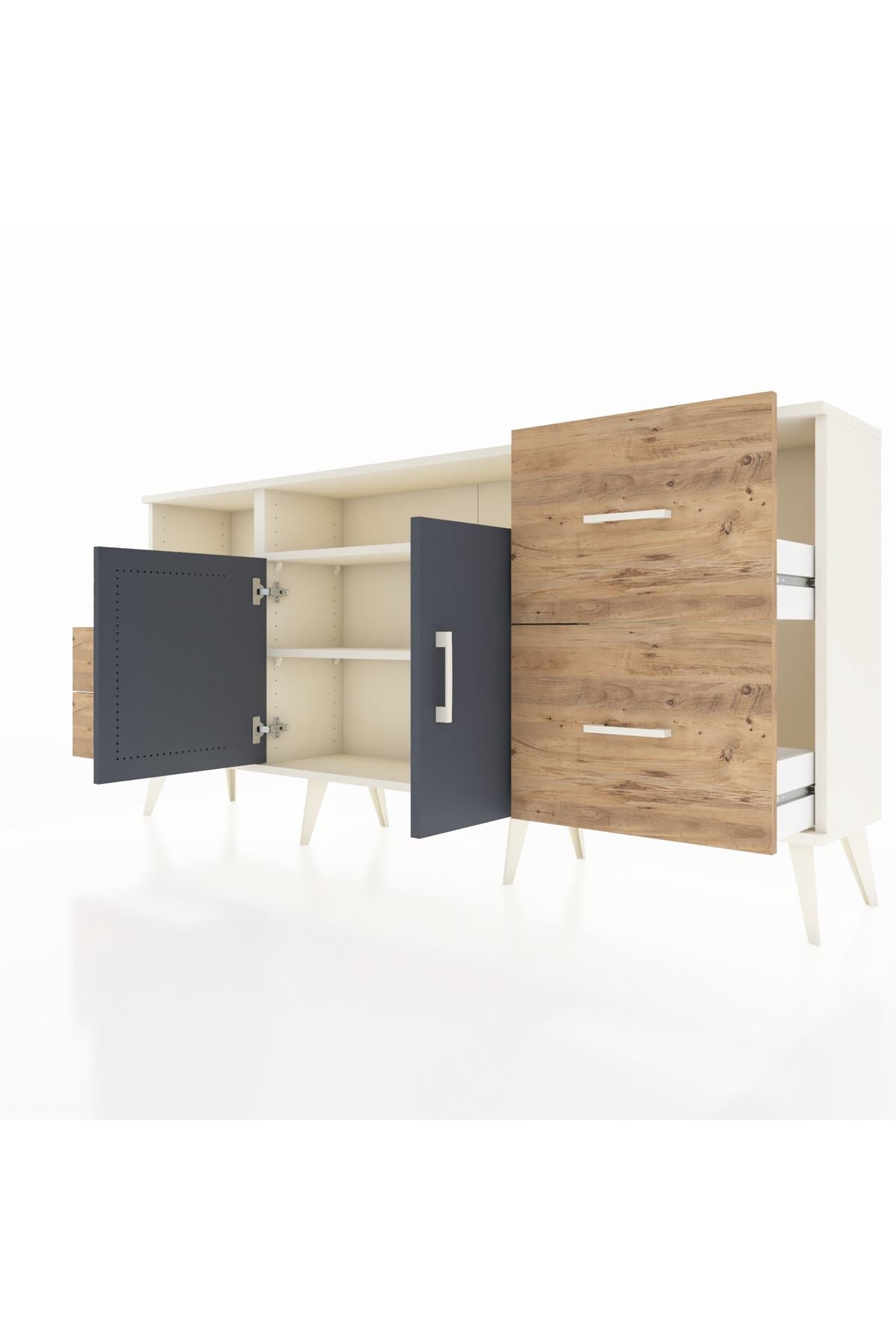 Arges Konsol 3 Raflı 4 Çekmeceli 2 Kapaklı 176x30x83 - S148M034V09A