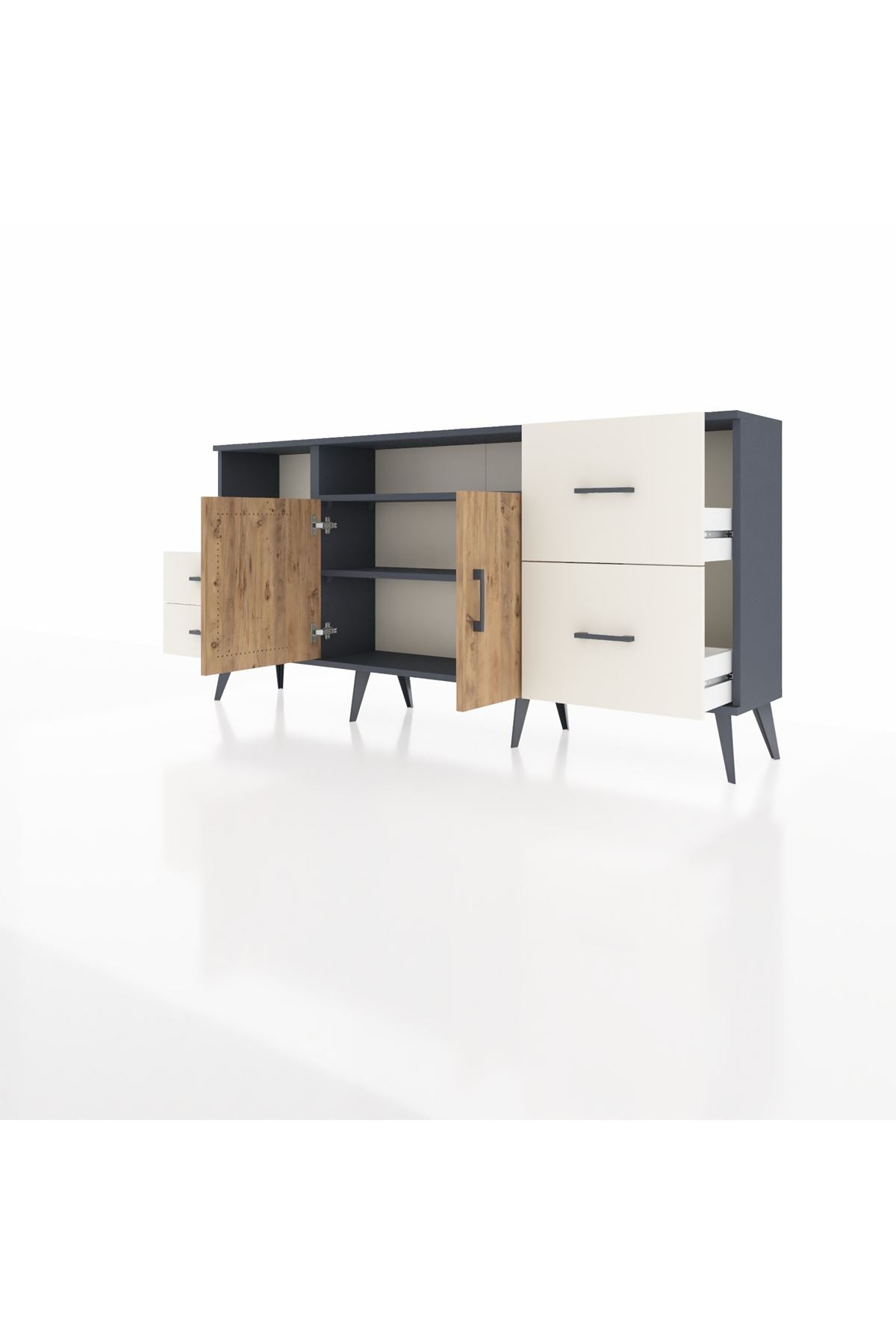 Arges Konsol 3 Raflı 4 Çekmeceli 2 Kapaklı 176x30x83 - S148M034V10A