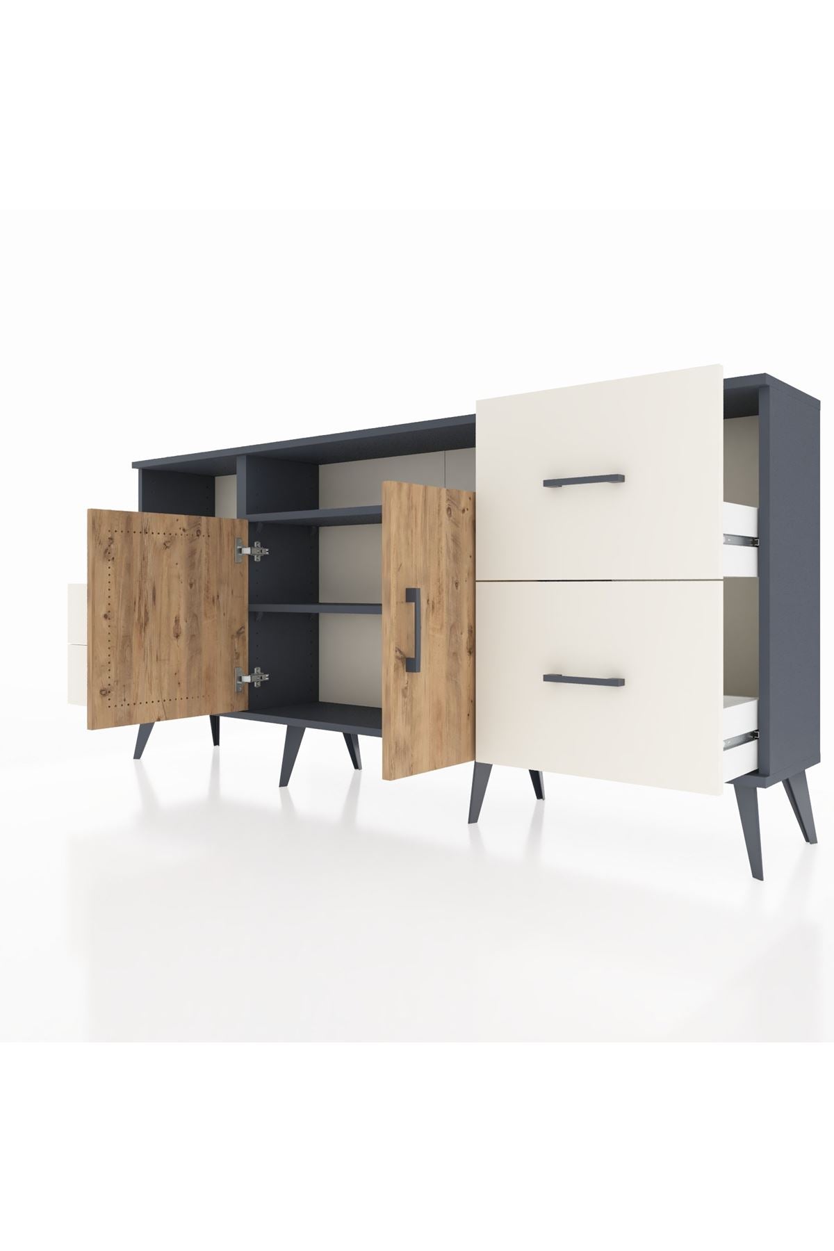 Arges Konsol 3 Raflı 4 Çekmeceli 2 Kapaklı 176x30x83 - S148M034V10A