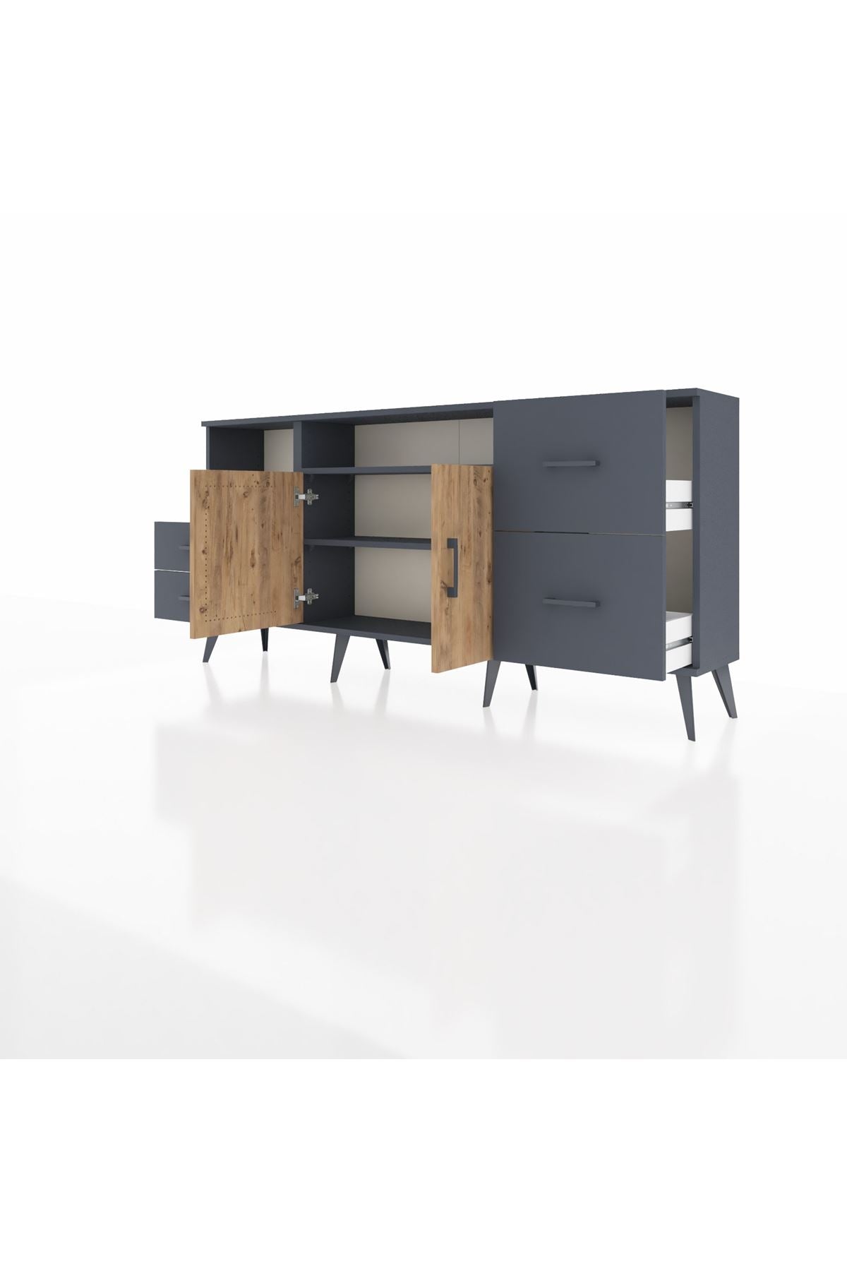 Arges Konsol 3 Raflı 4 Çekmeceli 2 Kapaklı 176x30x83 - S148M034V11A