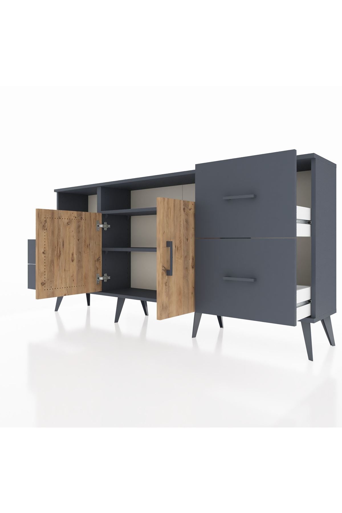 Arges Konsol 3 Raflı 4 Çekmeceli 2 Kapaklı 176x30x83 - S148M034V11A