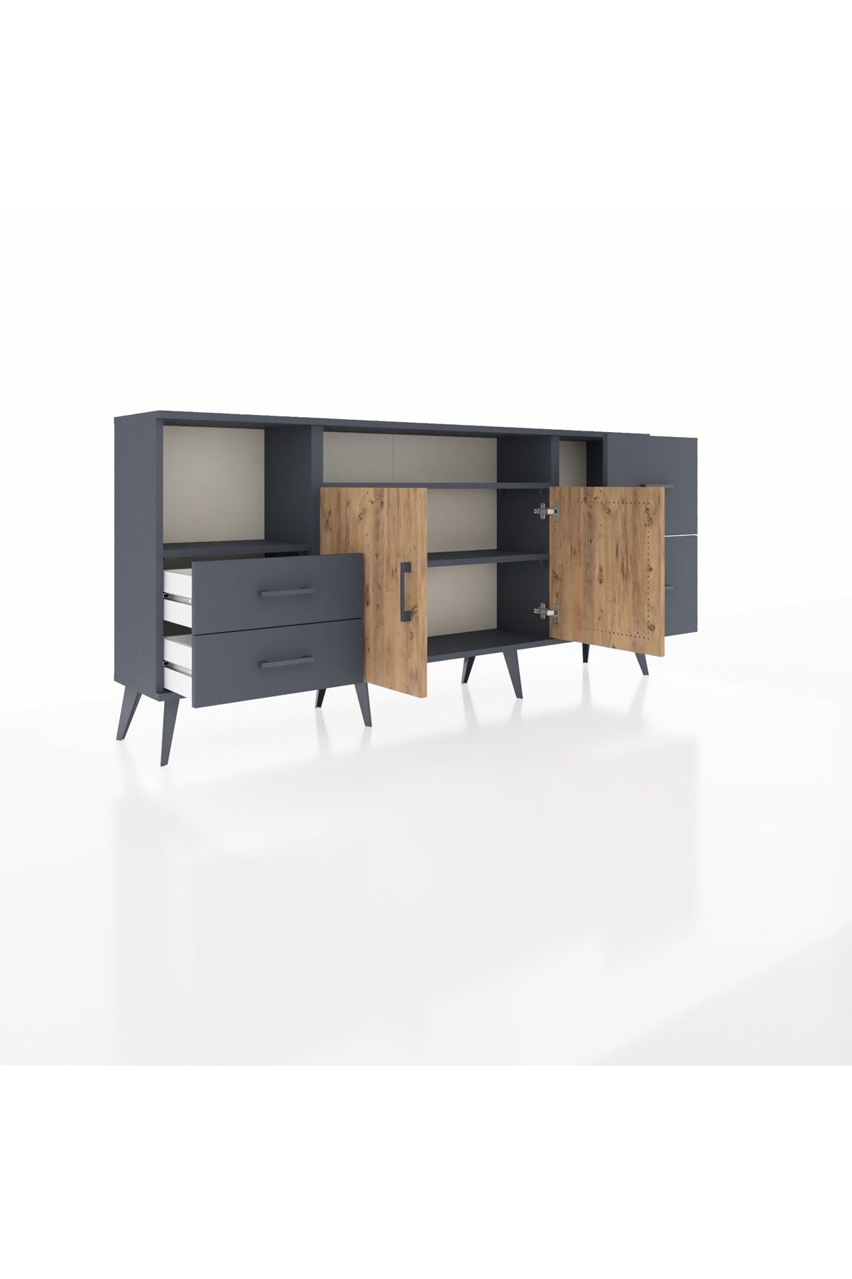 Arges Konsol 3 Raflı 4 Çekmeceli 2 Kapaklı 176x30x83 - S148M034V11A