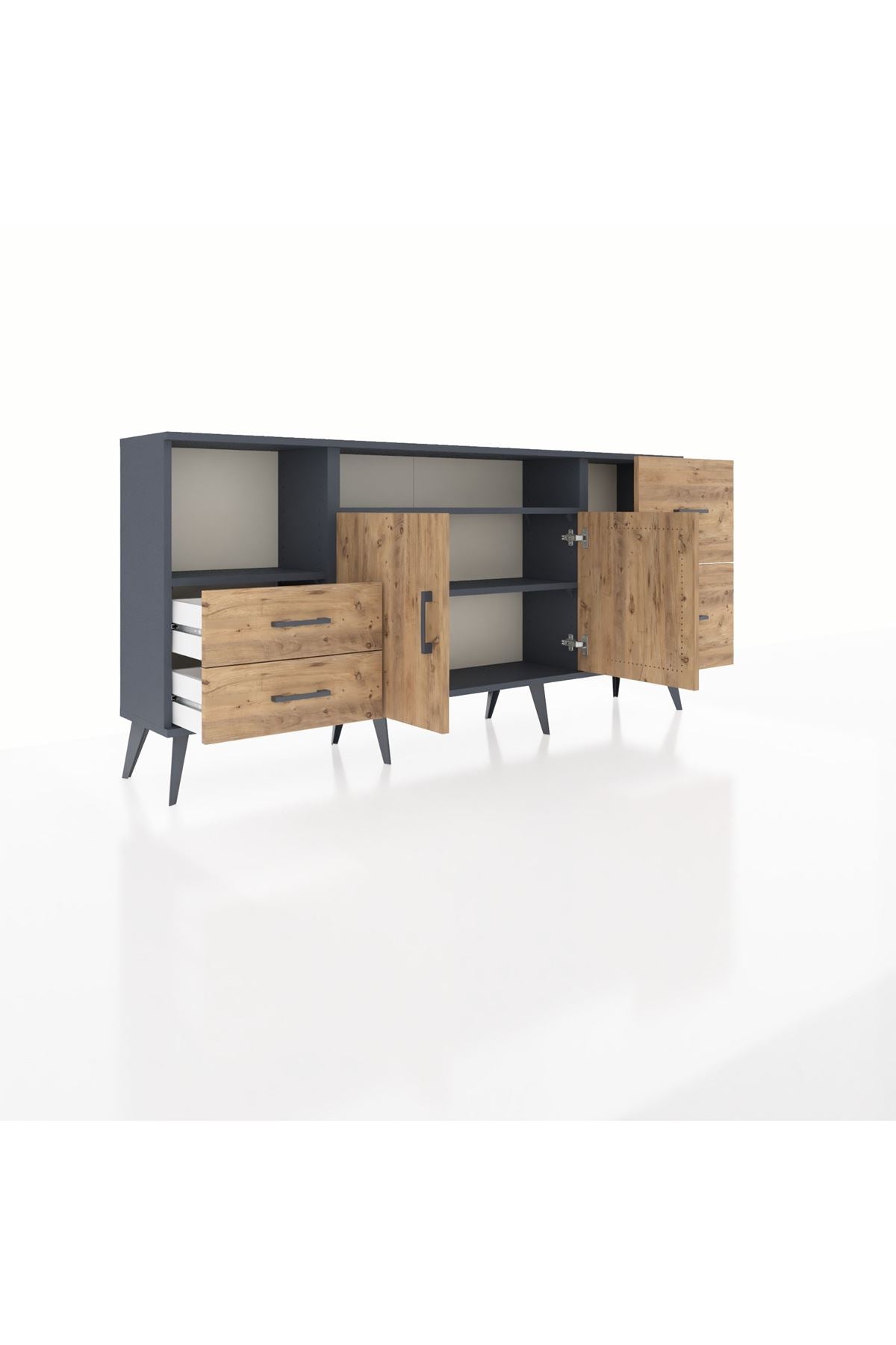 Arges Konsol 3 Raflı 4 Çekmeceli 2 Kapaklı 176x30x83 - S148M034V12A