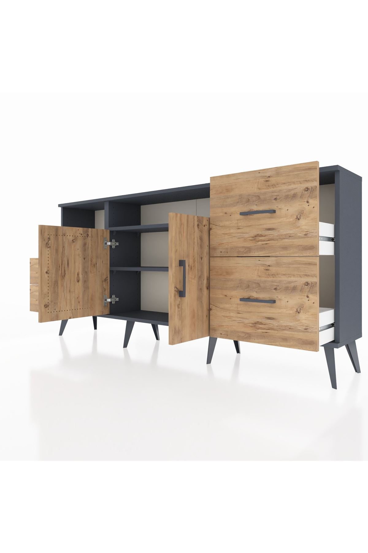 Arges Konsol 3 Raflı 4 Çekmeceli 2 Kapaklı 176x30x83 - S148M034V12A