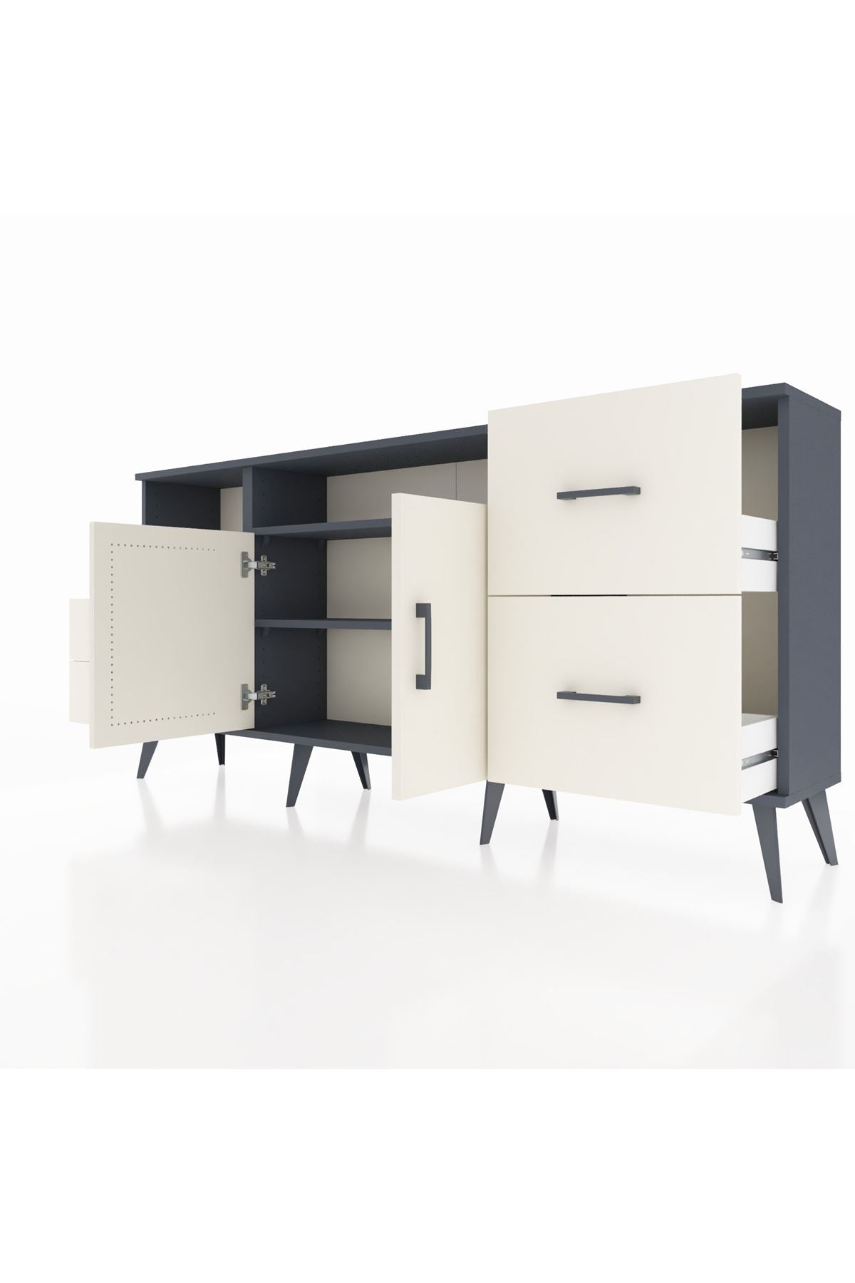 Arges Konsol 3 Raflı 4 Çekmeceli 2 Kapaklı 176x30x83 - S148M034V13A
