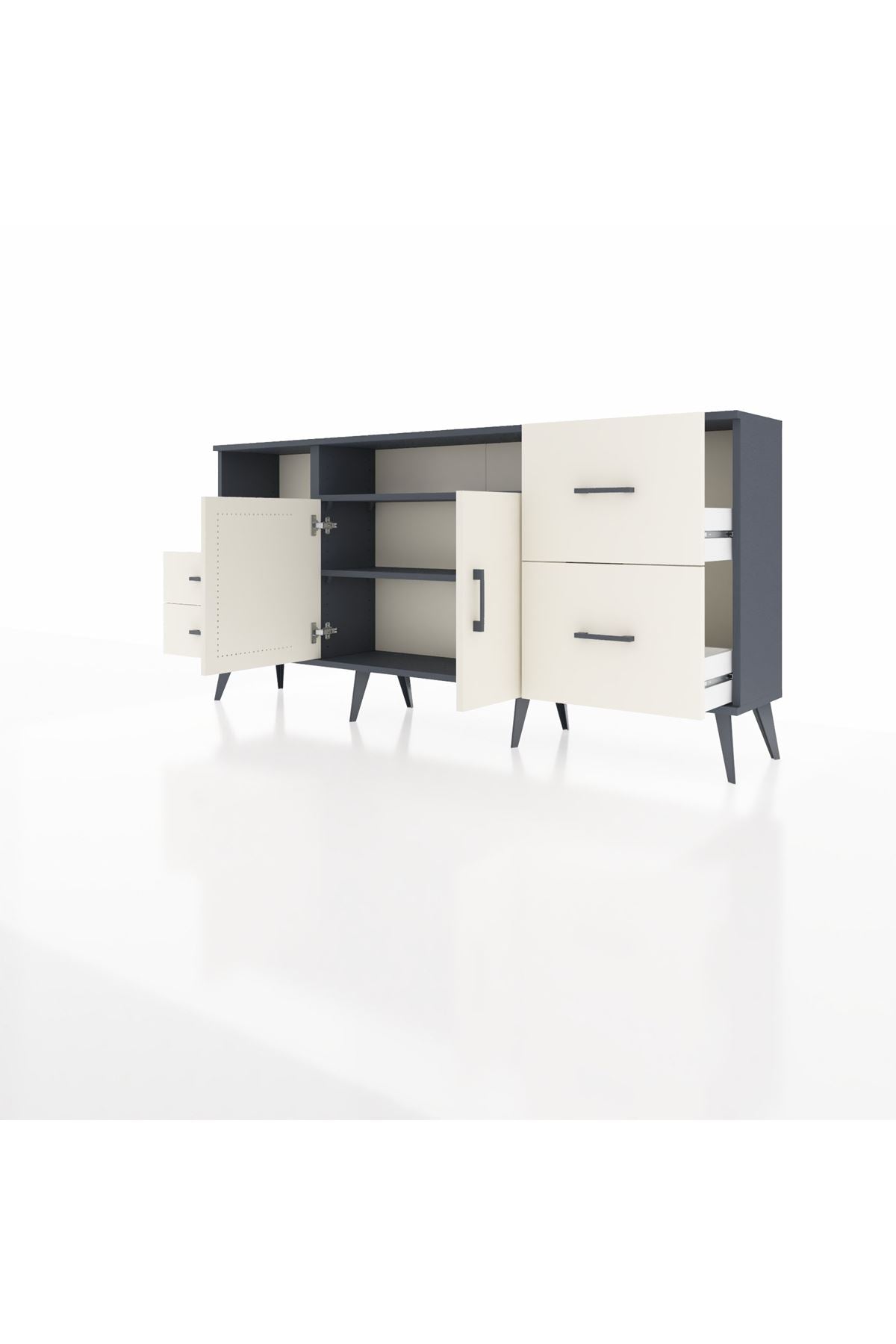 Arges Konsol 3 Raflı 4 Çekmeceli 2 Kapaklı 176x30x83 - S148M034V13A