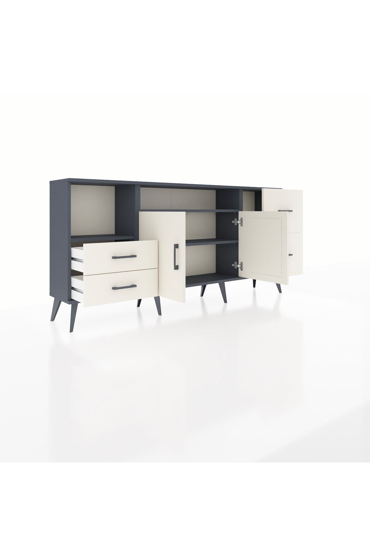 Arges Konsol 3 Raflı 4 Çekmeceli 2 Kapaklı 176x30x83 - S148M034V13A