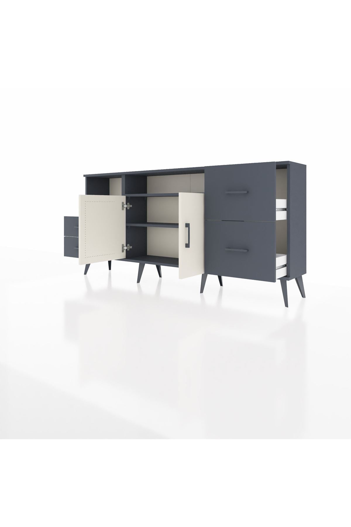 Arges Konsol 3 Raflı 4 Çekmeceli 2 Kapaklı 176x30x83 - S148M034V14A