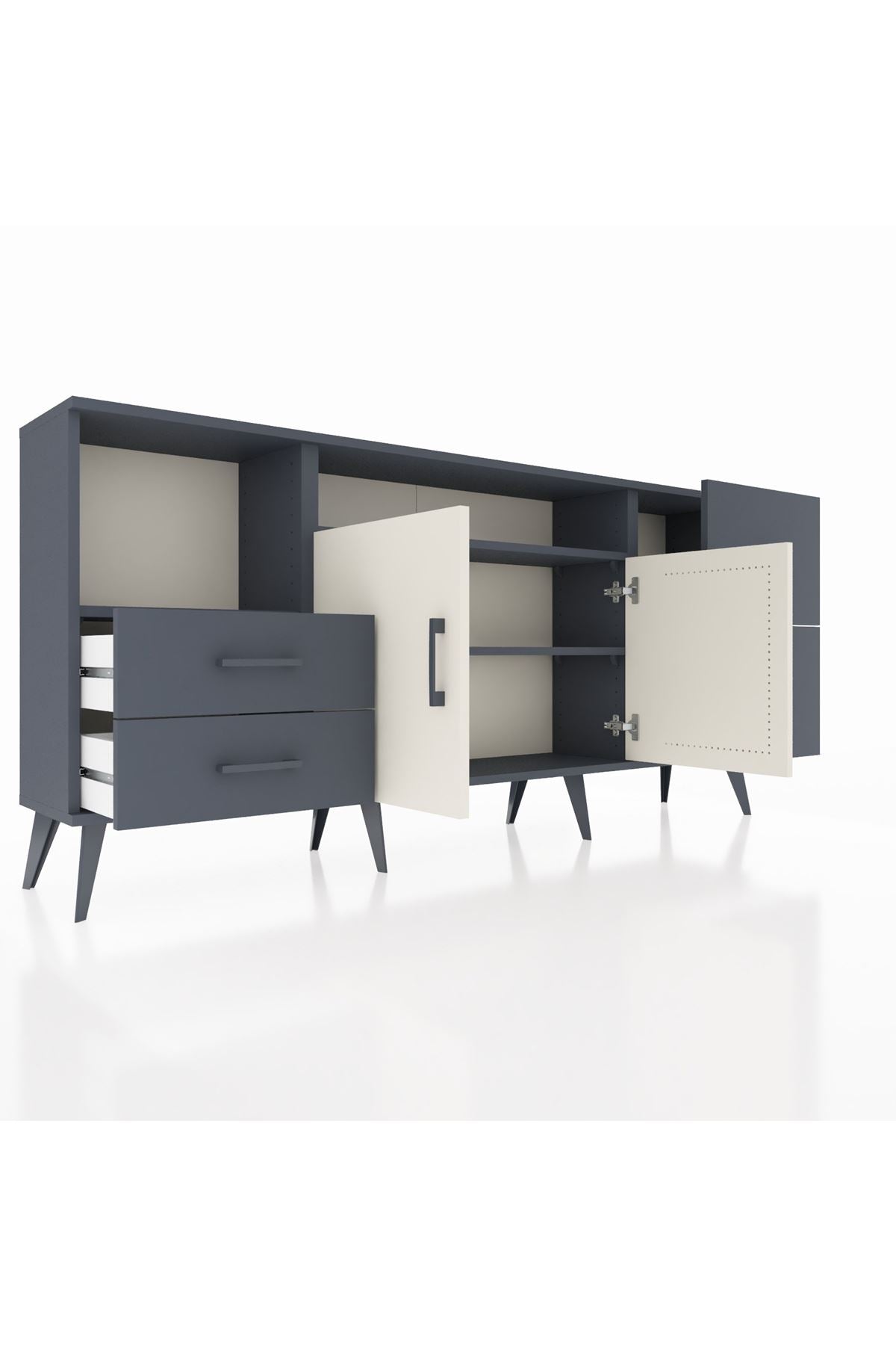 Arges Konsol 3 Raflı 4 Çekmeceli 2 Kapaklı 176x30x83 - S148M034V14A