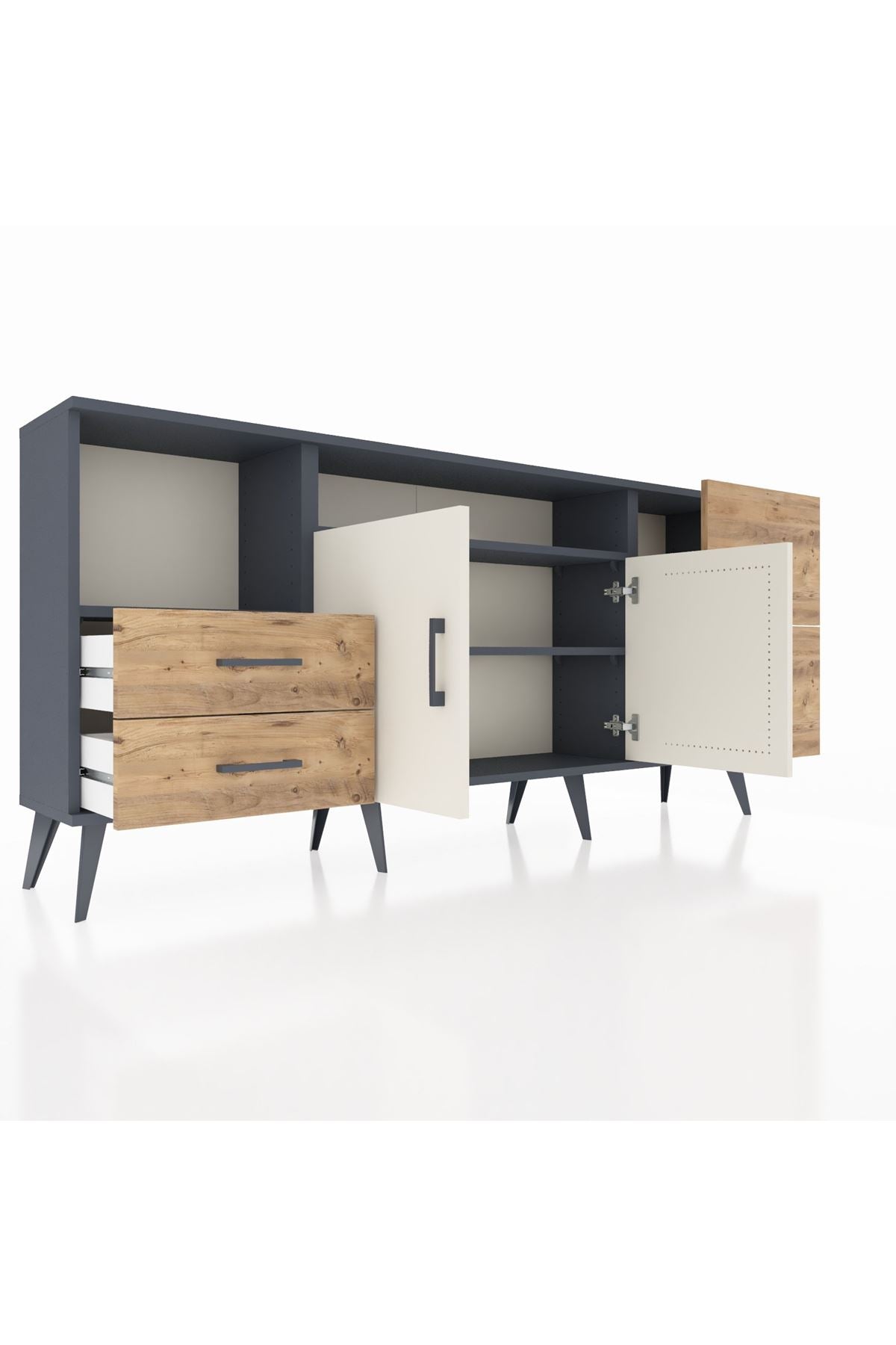 Arges Konsol 3 Raflı 4 Çekmeceli 2 Kapaklı 176x30x83 - S148M034V15A