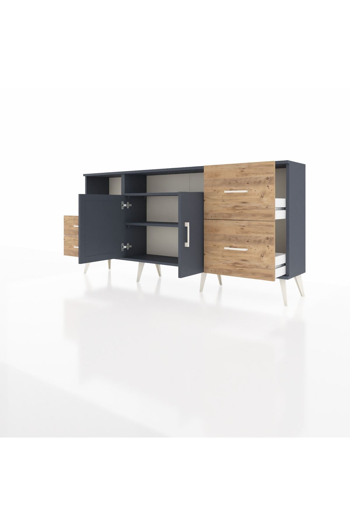 Arges Konsol 3 Raflı 4 Çekmeceli 2 Kapaklı 176x30x83 - S148M034V18A