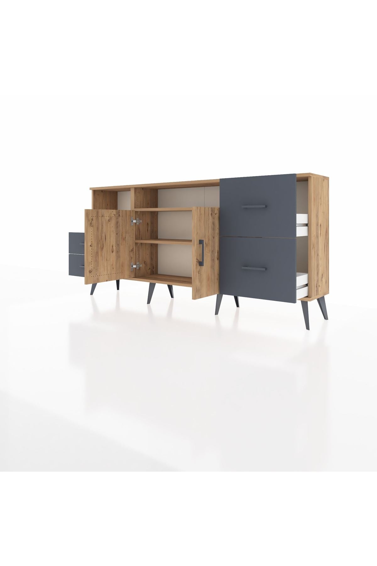 Arges Konsol 3 Raflı 4 Çekmeceli 2 Kapaklı 176x30x83 - S148M034V20A