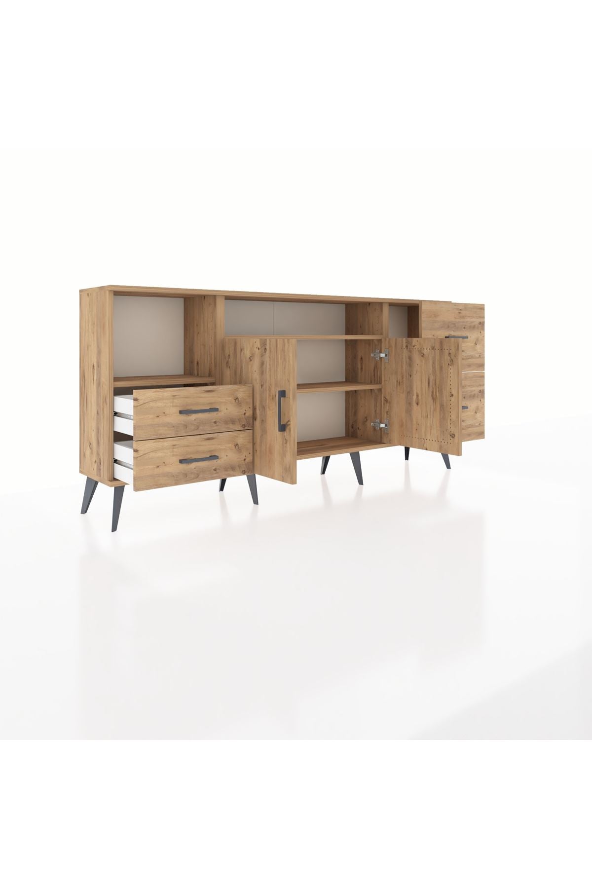 Arges Konsol 3 Raflı 4 Çekmeceli 2 Kapaklı 176x30x83 - S148M034V21A