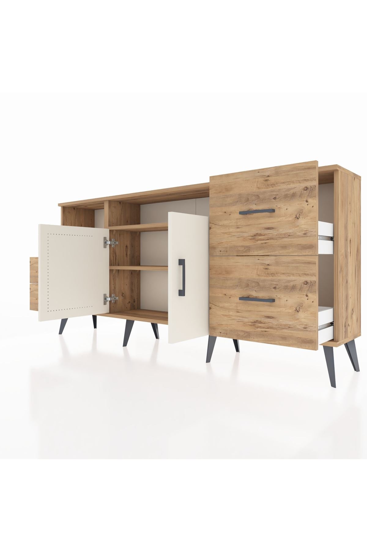 Arges Konsol 3 Raflı 4 Çekmeceli 2 Kapaklı 176x30x83 - S148M034V24A