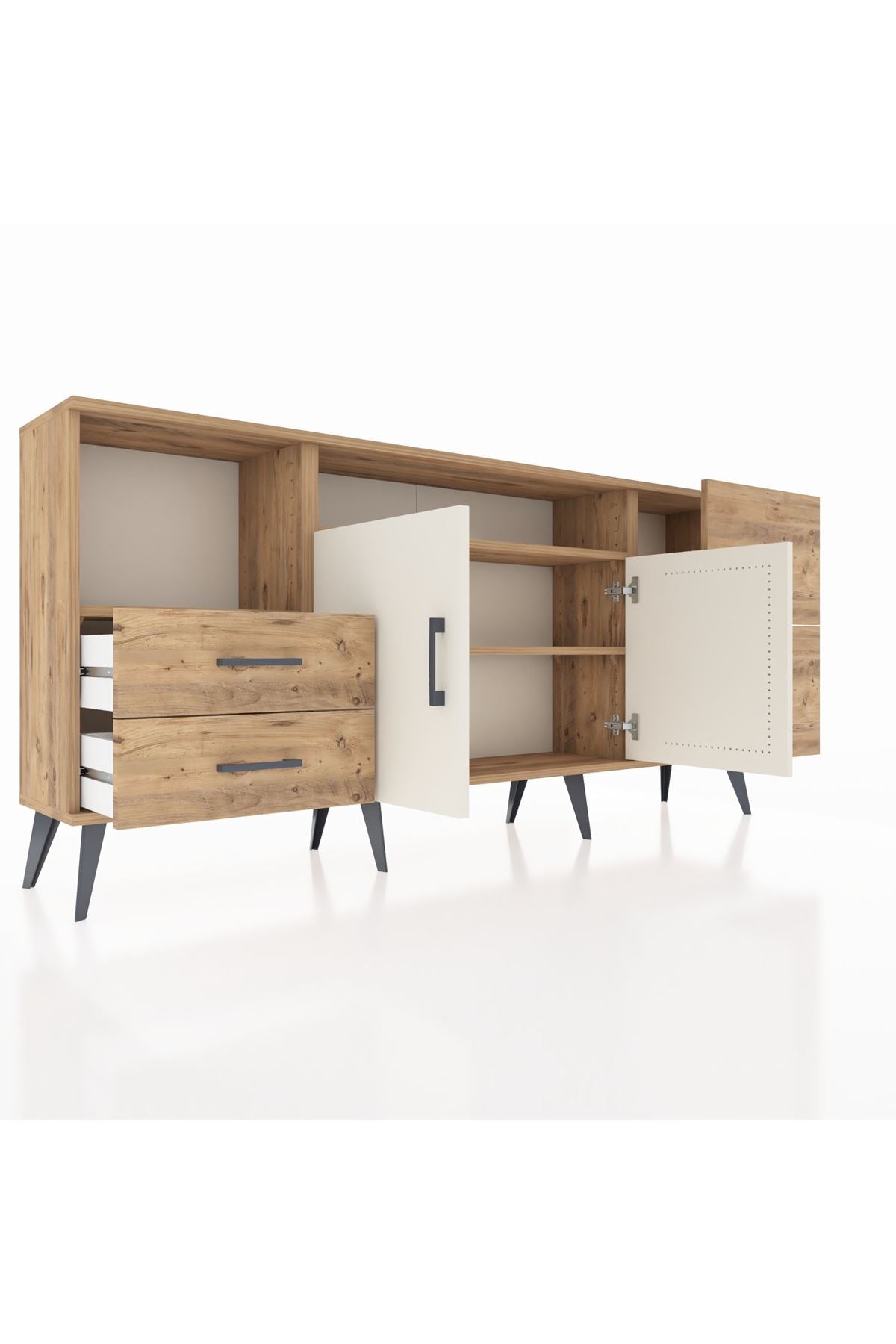 Arges Konsol 3 Raflı 4 Çekmeceli 2 Kapaklı 176x30x83 - S148M034V24A