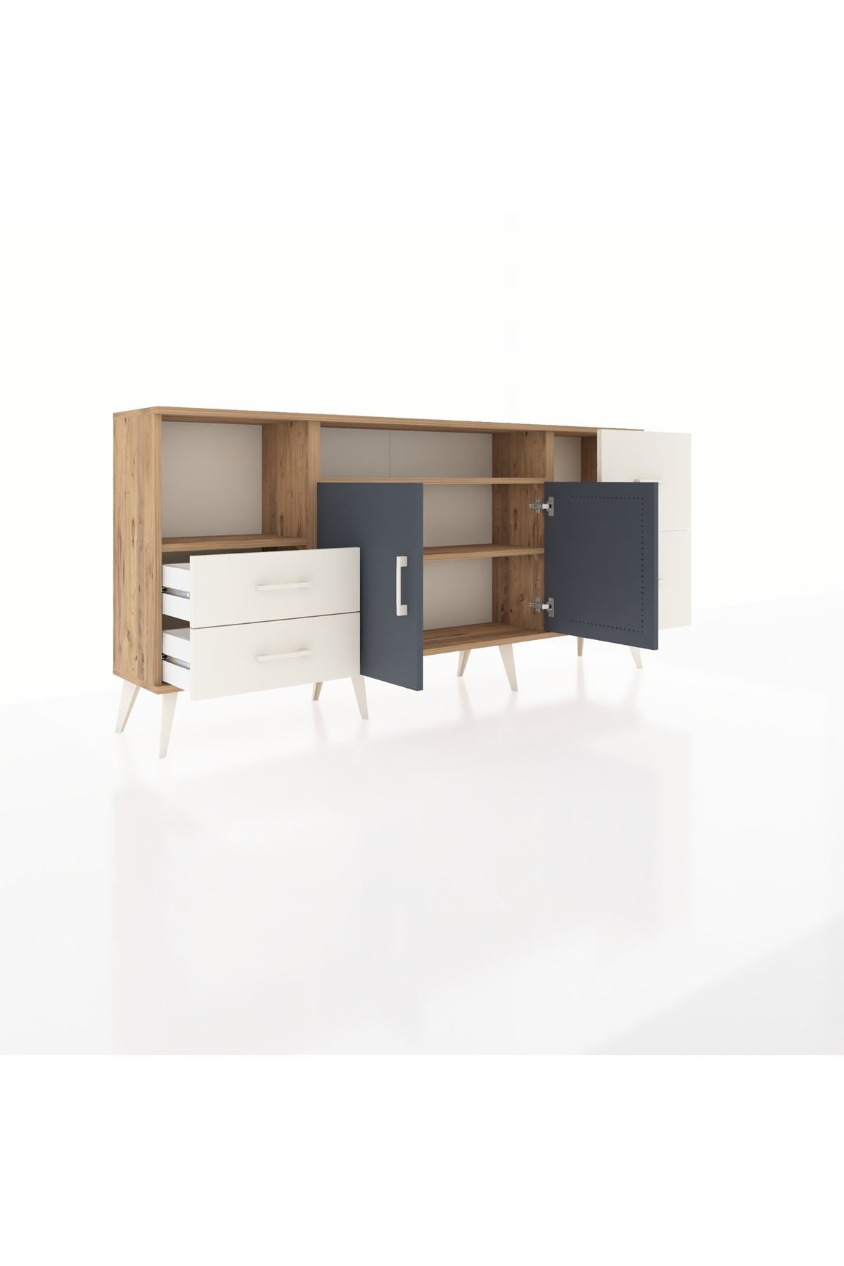 Arges Konsol 3 Raflı 4 Çekmeceli 2 Kapaklı 176x30x83 - S148M034V25A