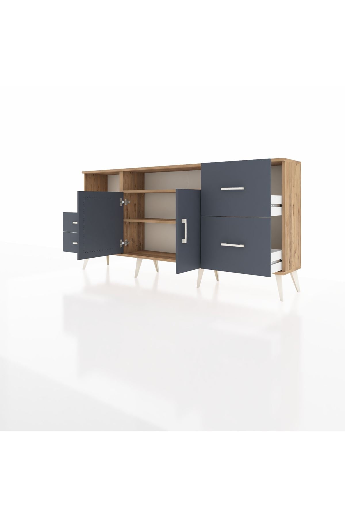 Arges Konsol 3 Raflı 4 Çekmeceli 2 Kapaklı 176x30x83 - S148M034V26A