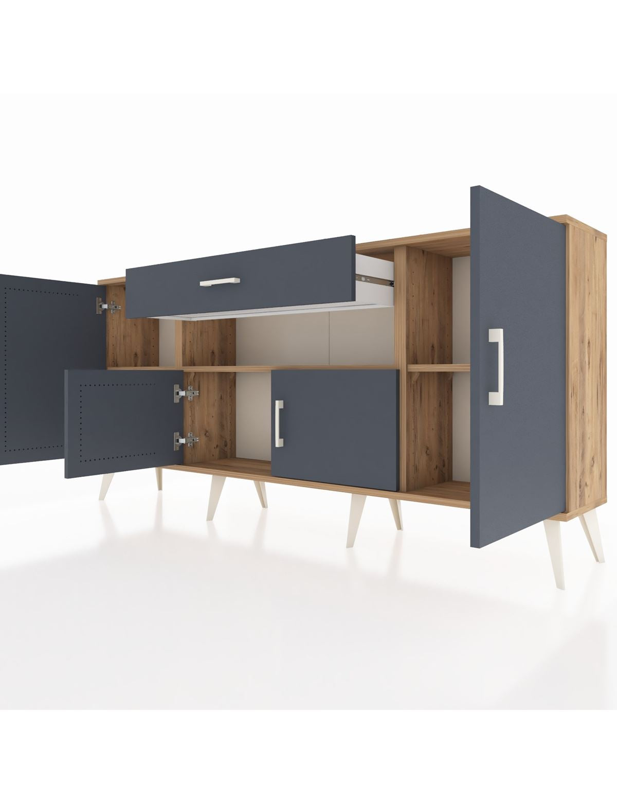 Arges Konsol 3 Raflı Tek Çekmeceli 4 Kapaklı 176x30x83 - S148M035V26A