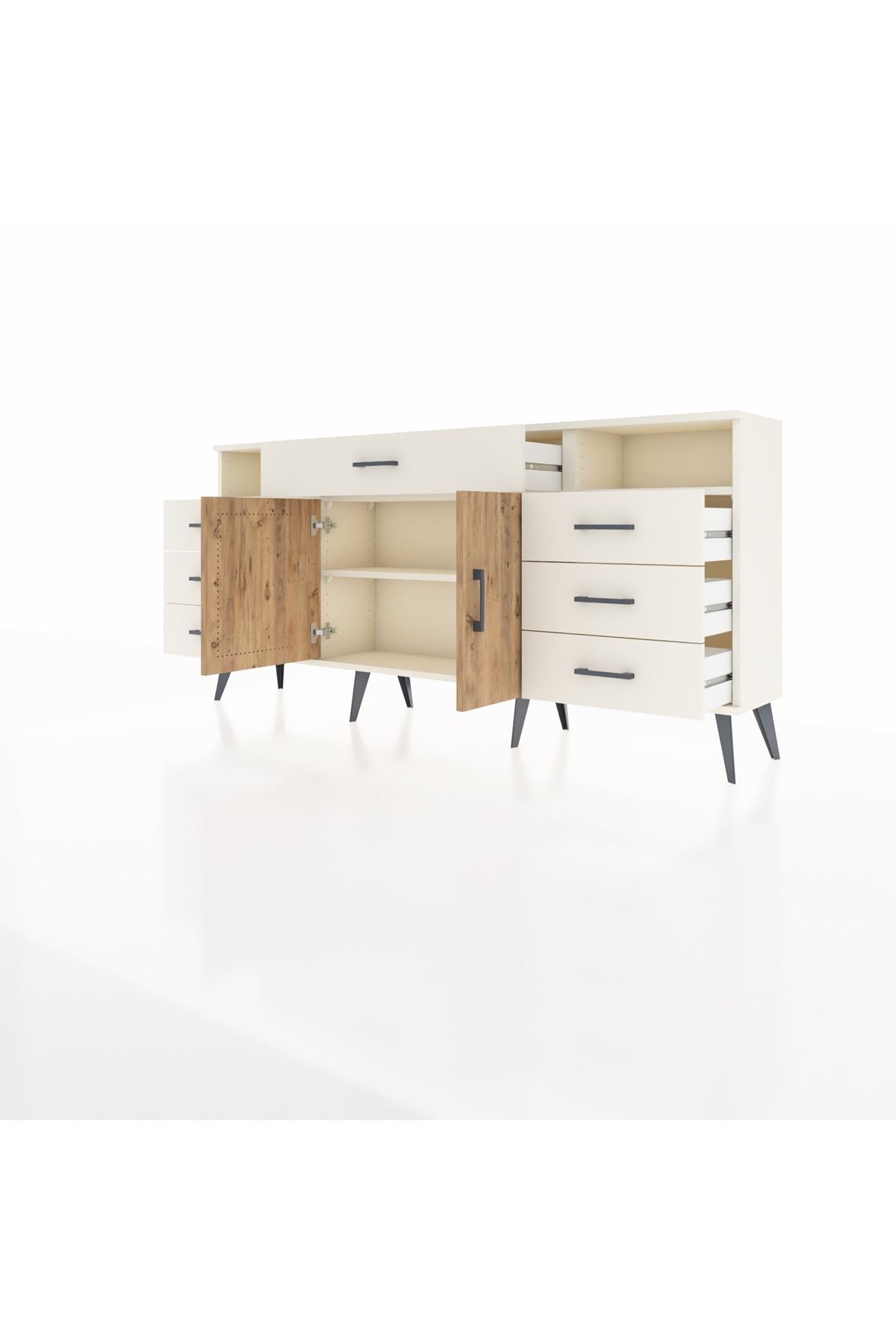 Arges Konsol 4 Raflı 7 Çekmeceli 2 Kapaklı 176x30x83 - S148M036V01A