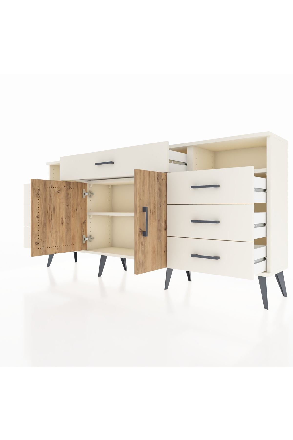 Arges Konsol 4 Raflı 7 Çekmeceli 2 Kapaklı 176x30x83 - S148M036V01A