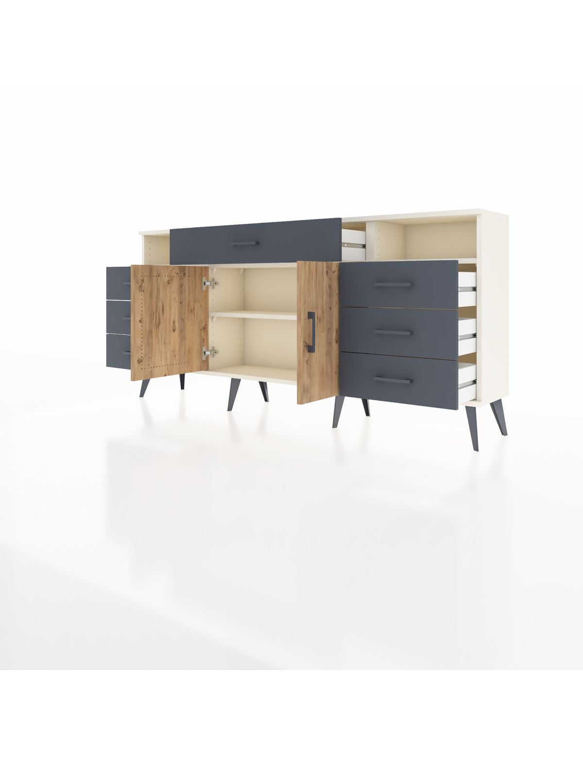 Arges Konsol 4 Raflı 7 Çekmeceli 2 Kapaklı 176x30x83 - S148M036V02A