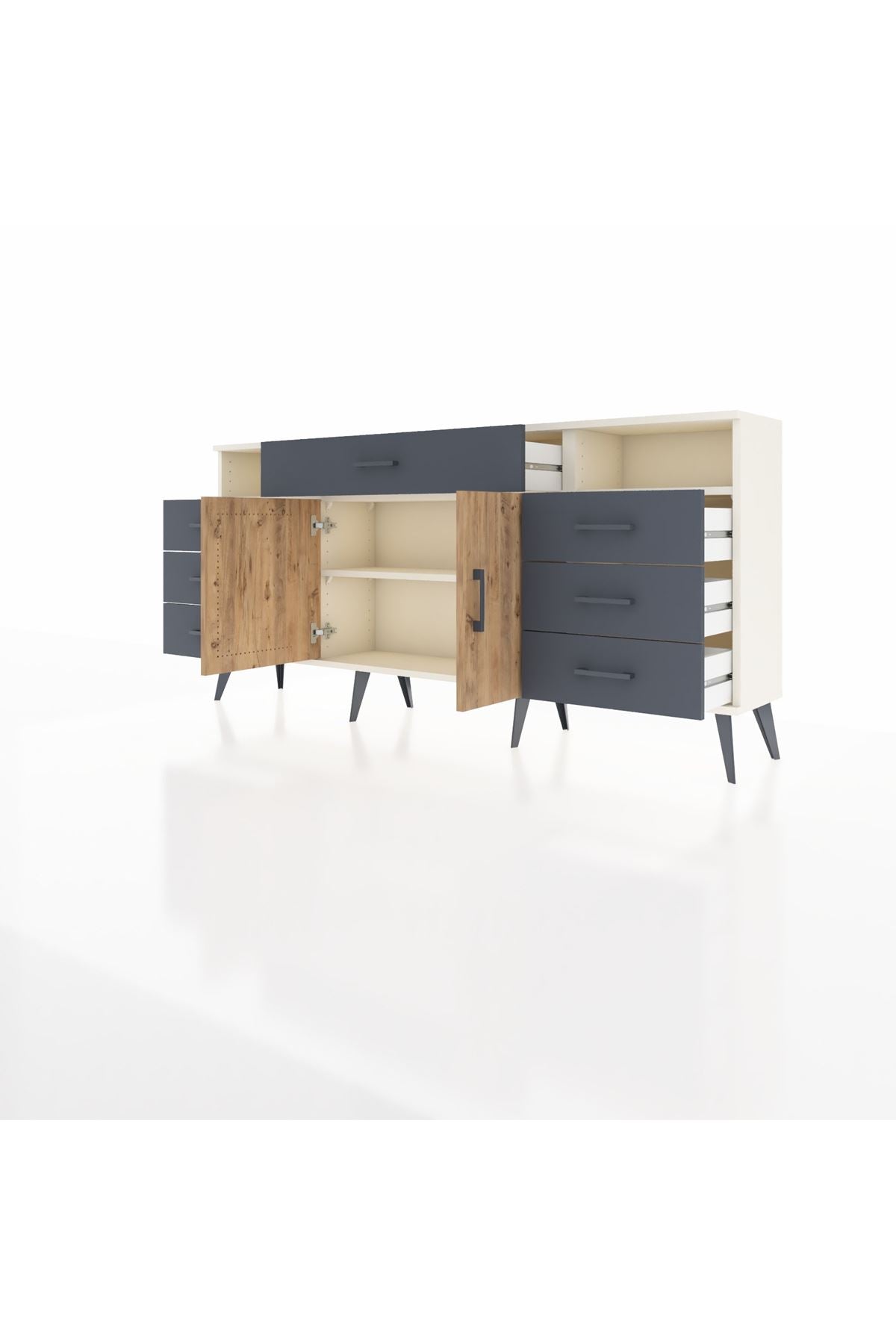 Arges Konsol 4 Raflı 7 Çekmeceli 2 Kapaklı 176x30x83 - S148M036V02A