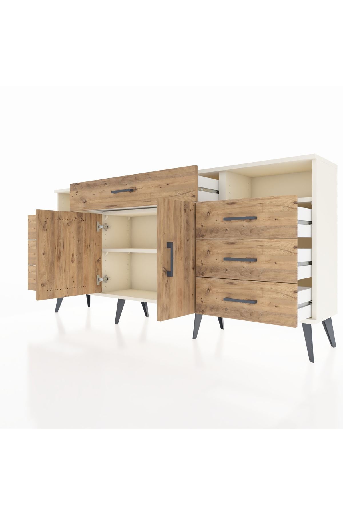 Arges Konsol 4 Raflı 7 Çekmeceli 2 Kapaklı 176x30x83 - S148M036V03A