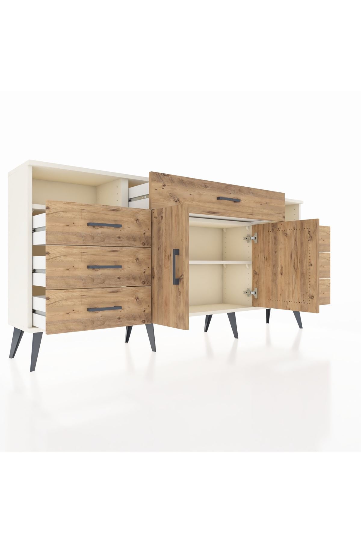 Arges Konsol 4 Raflı 7 Çekmeceli 2 Kapaklı 176x30x83 - S148M036V03A