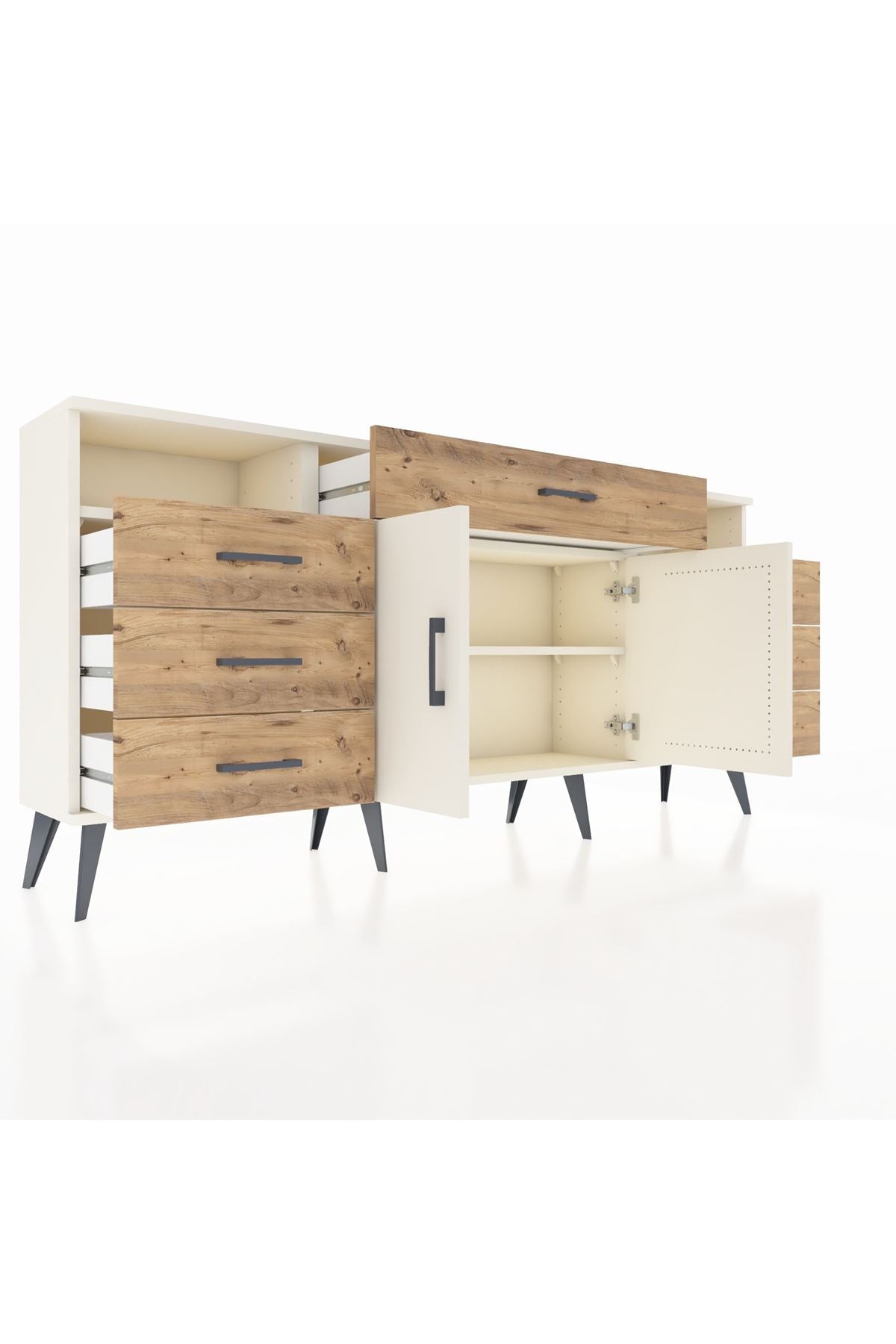 Arges Konsol 4 Raflı 7 Çekmeceli 2 Kapaklı 176x30x83 - S148M036V06A