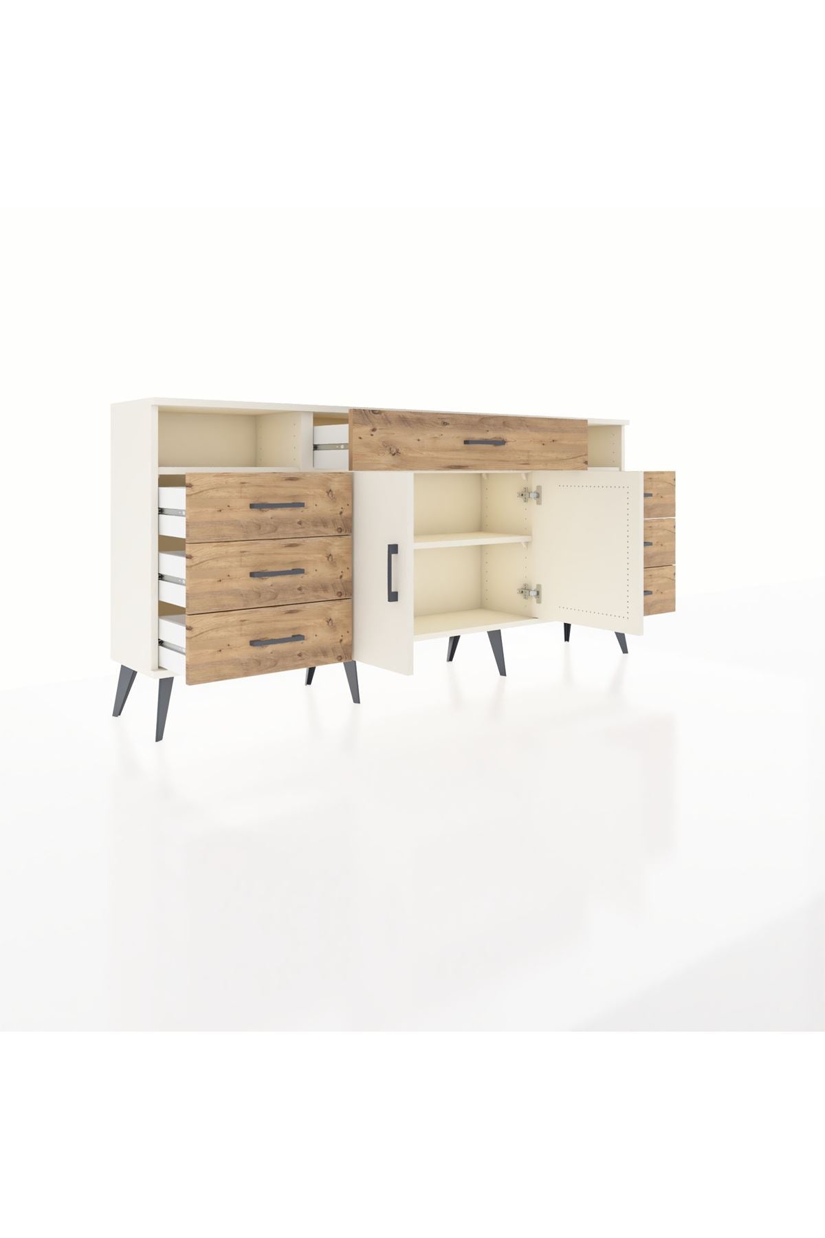 Arges Konsol 4 Raflı 7 Çekmeceli 2 Kapaklı 176x30x83 - S148M036V06A