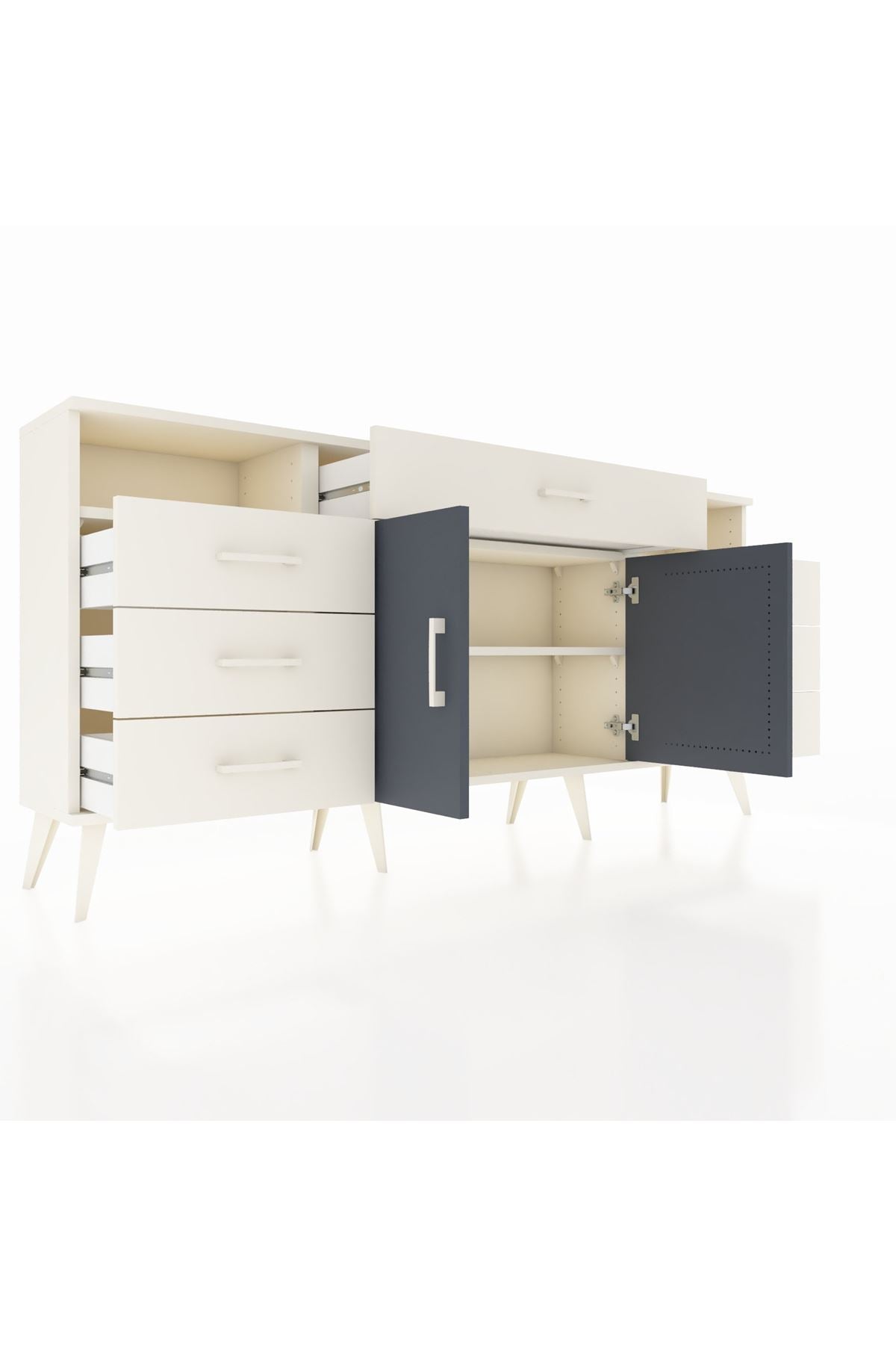 Arges Konsol 4 Raflı 7 Çekmeceli 2 Kapaklı 176x30x83 - S148M036V07A