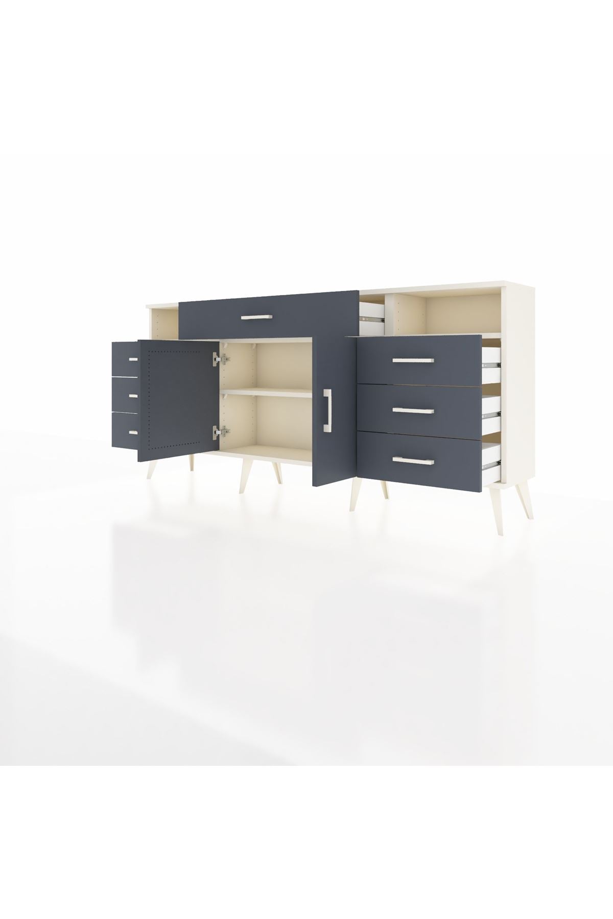 Arges Konsol 4 Raflı 7 Çekmeceli 2 Kapaklı 176x30x83 - S148M036V08A