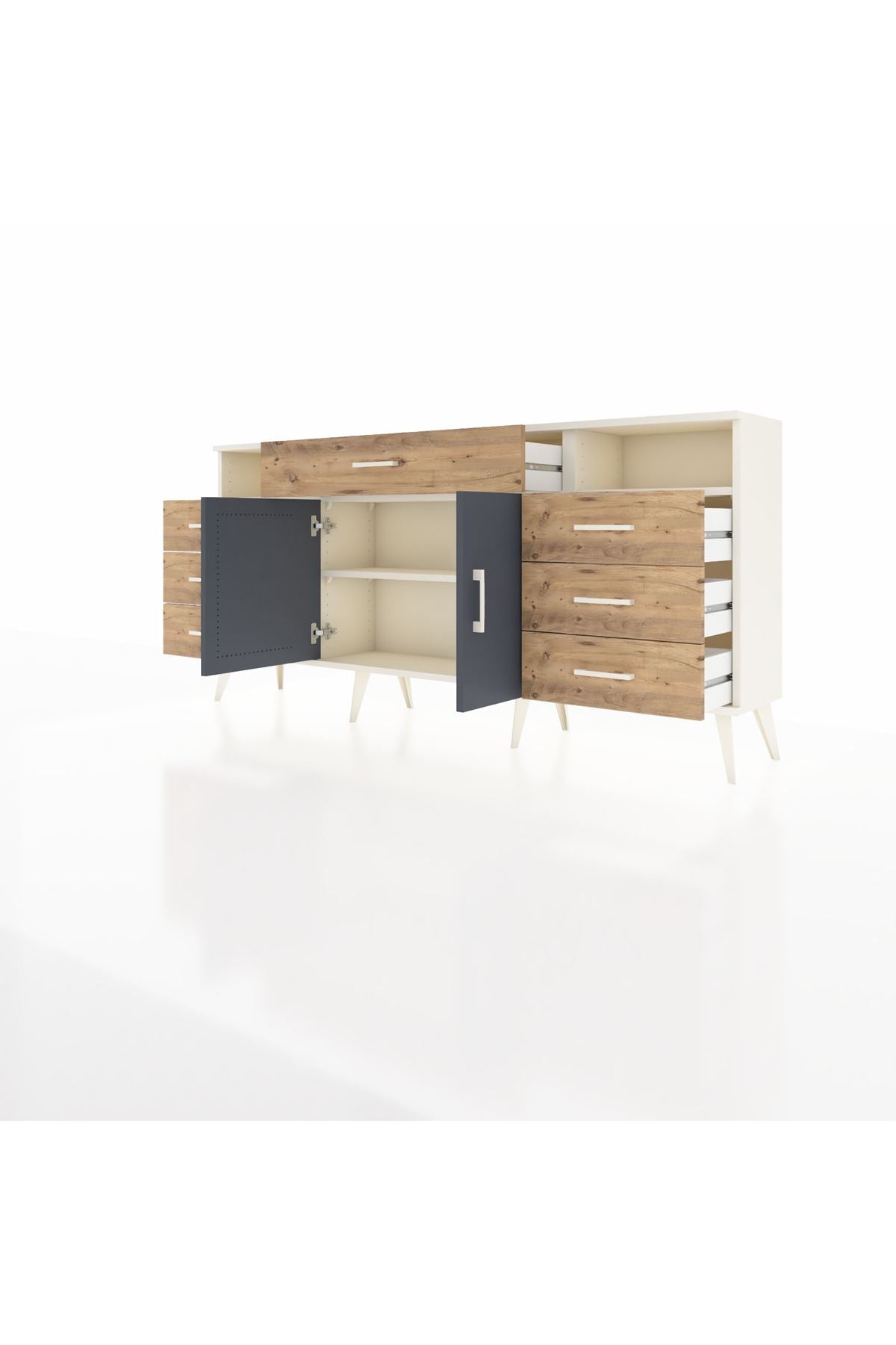 Arges Konsol 4 Raflı 7 Çekmeceli 2 Kapaklı 176x30x83 - S148M036V09A