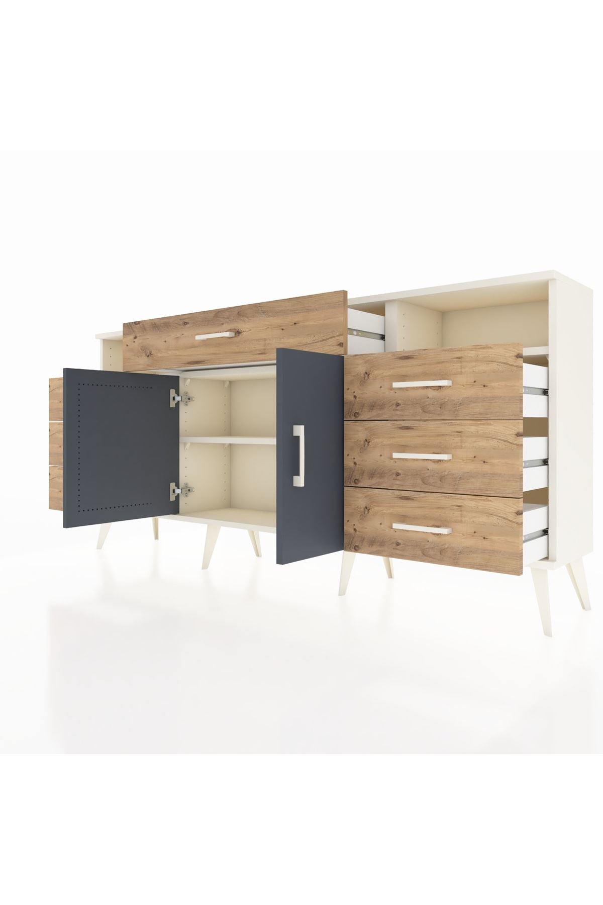 Arges Konsol 4 Raflı 7 Çekmeceli 2 Kapaklı 176x30x83 - S148M036V09A