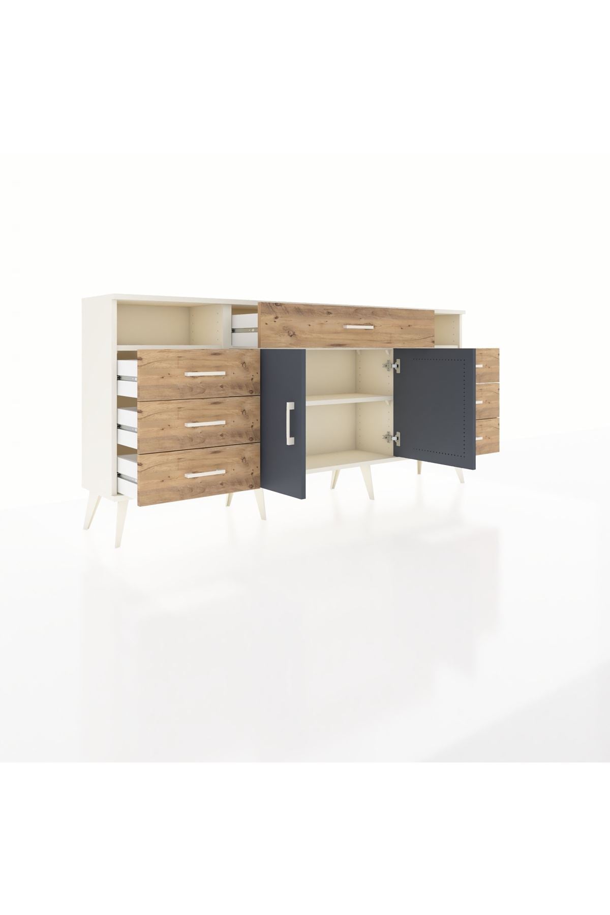 Arges Konsol 4 Raflı 7 Çekmeceli 2 Kapaklı 176x30x83 - S148M036V09A