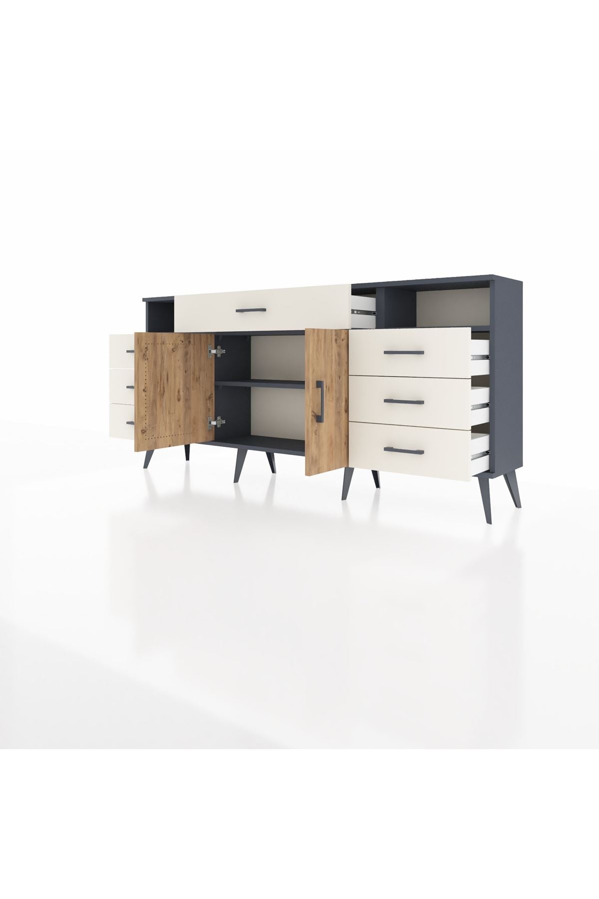 Arges Konsol 4 Raflı 7 Çekmeceli 2 Kapaklı 176x30x83 - S148M036V10A