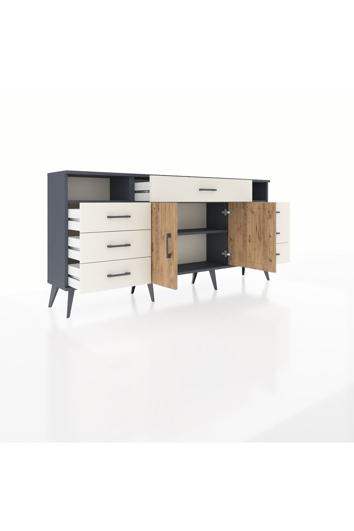 Arges Konsol 4 Raflı 7 Çekmeceli 2 Kapaklı 176x30x83 - S148M036V10A