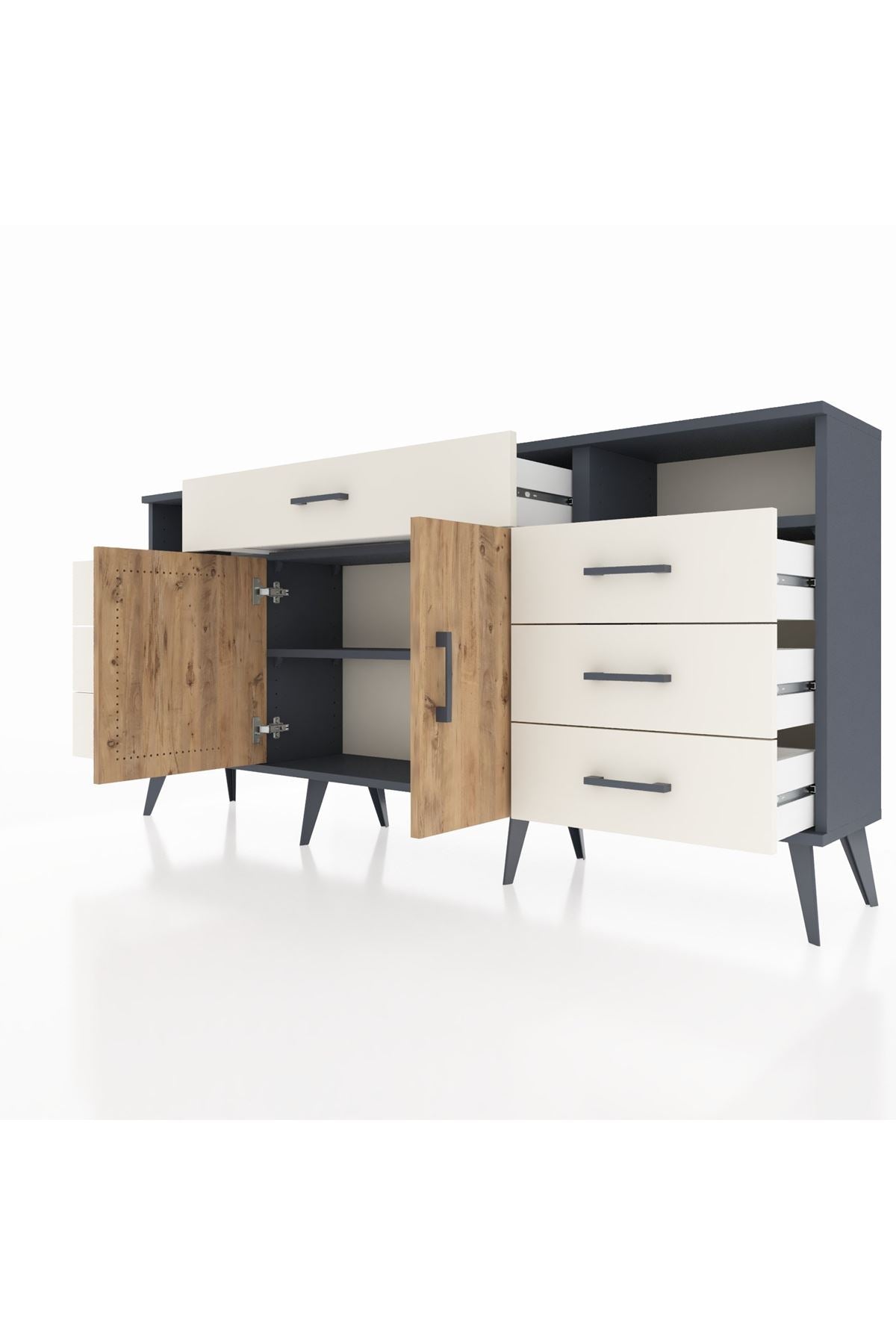 Arges Konsol 4 Raflı 7 Çekmeceli 2 Kapaklı 176x30x83 - S148M036V10A