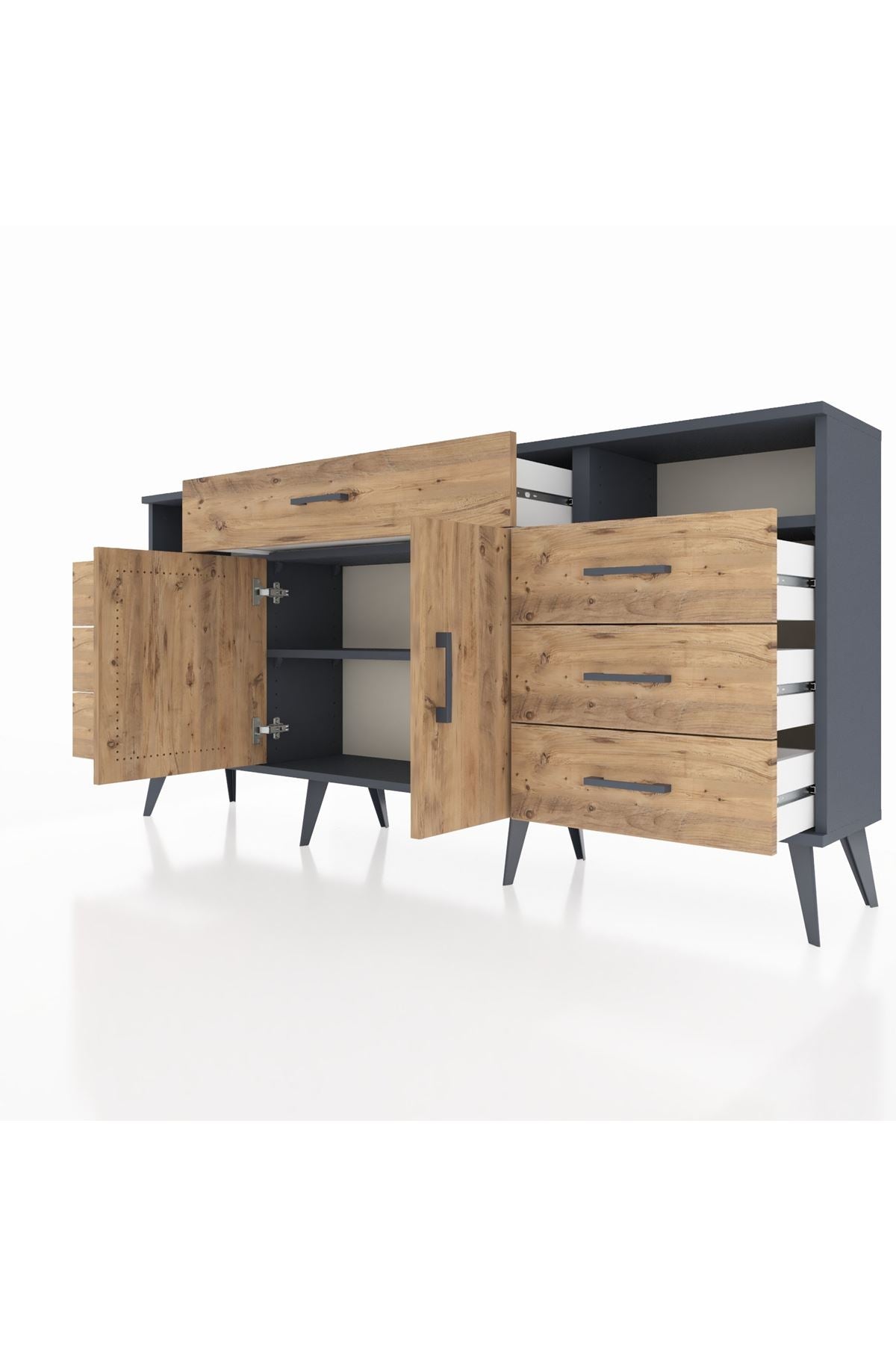 Arges Konsol 4 Raflı 7 Çekmeceli 2 Kapaklı 176x30x83 - S148M036V12A