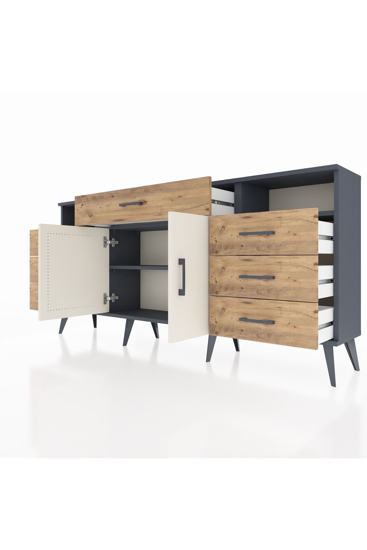 Arges Konsol 4 Raflı 7 Çekmeceli 2 Kapaklı 176x30x83 - S148M036V15A