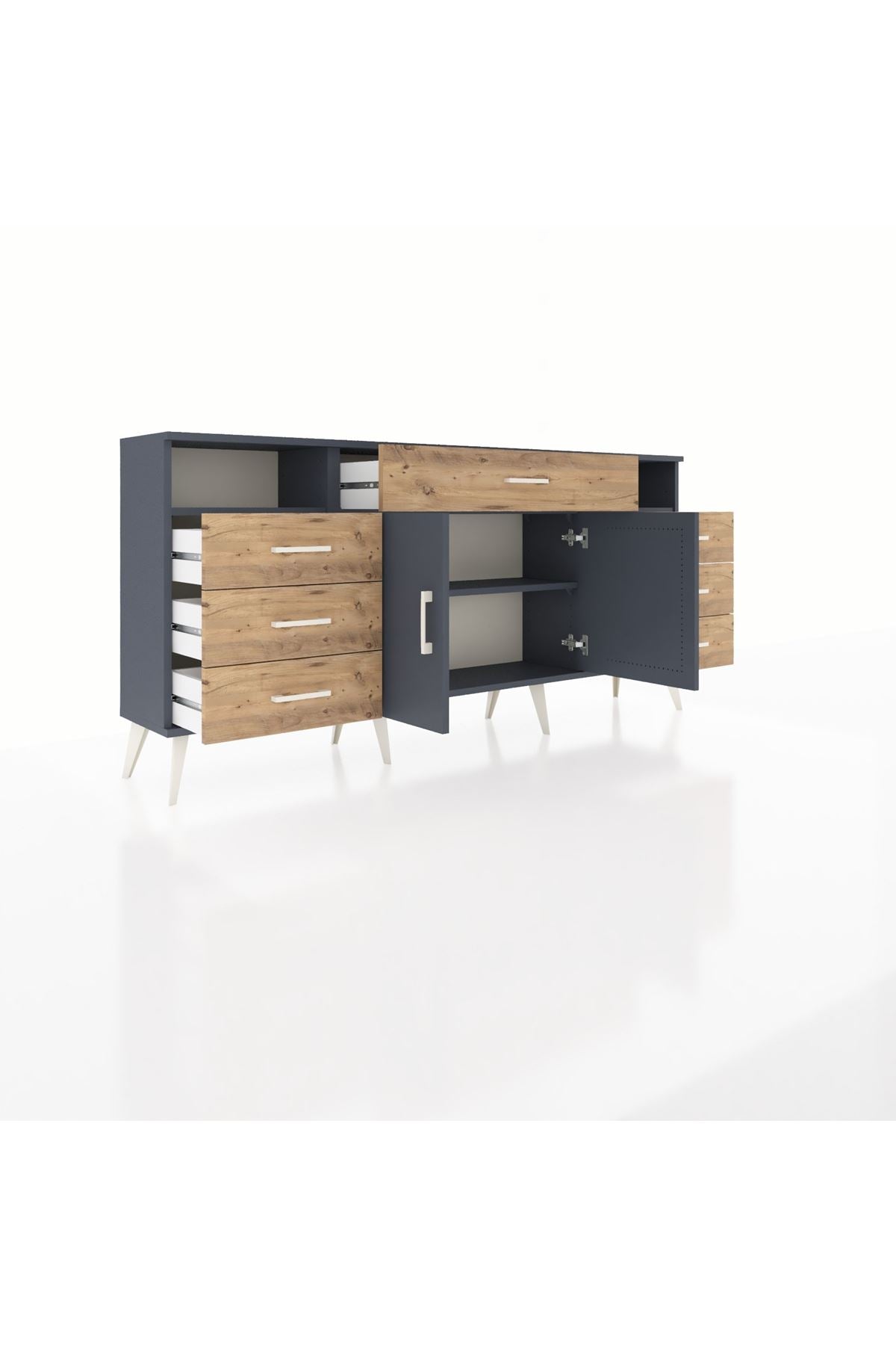 Arges Konsol 4 Raflı 7 Çekmeceli 2 Kapaklı 176x30x83 - S148M036V18A