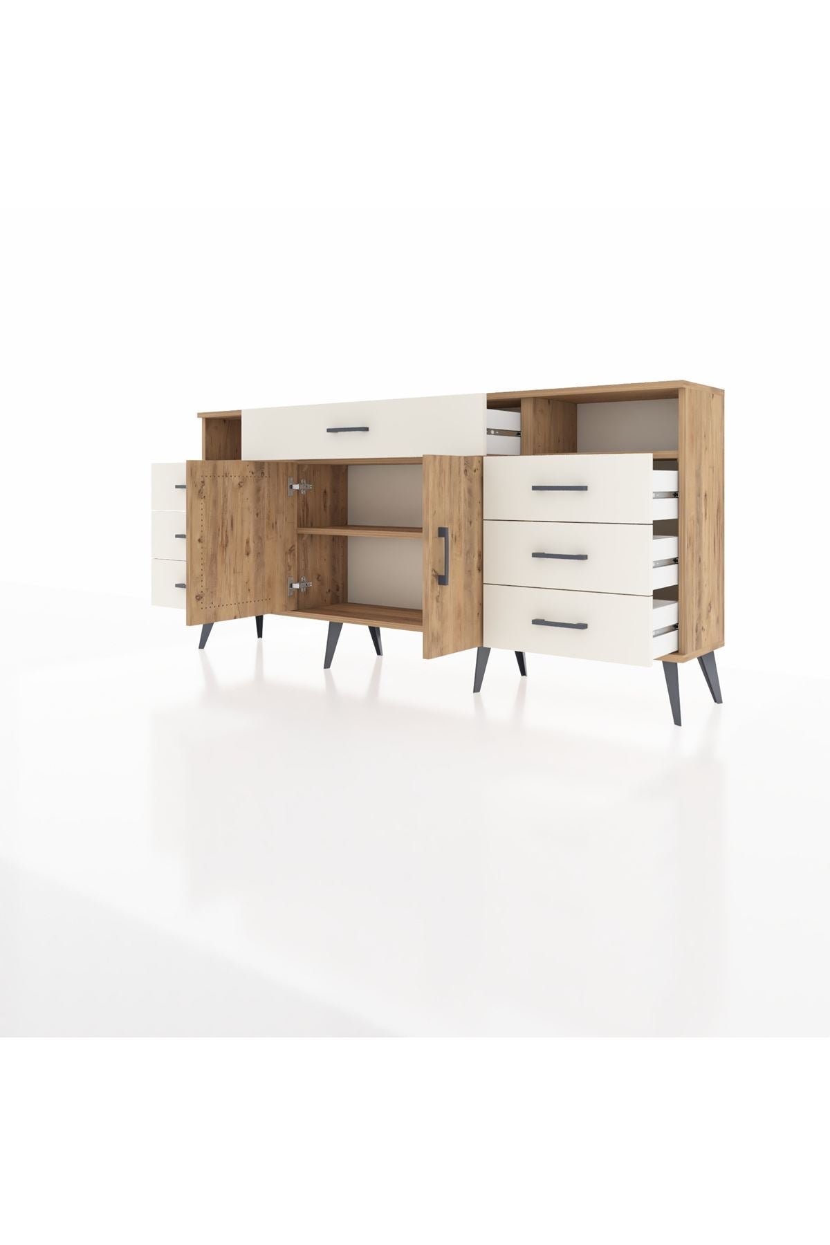 Arges Konsol 4 Raflı 7 Çekmeceli 2 Kapaklı 176x30x83 - S148M036V19A